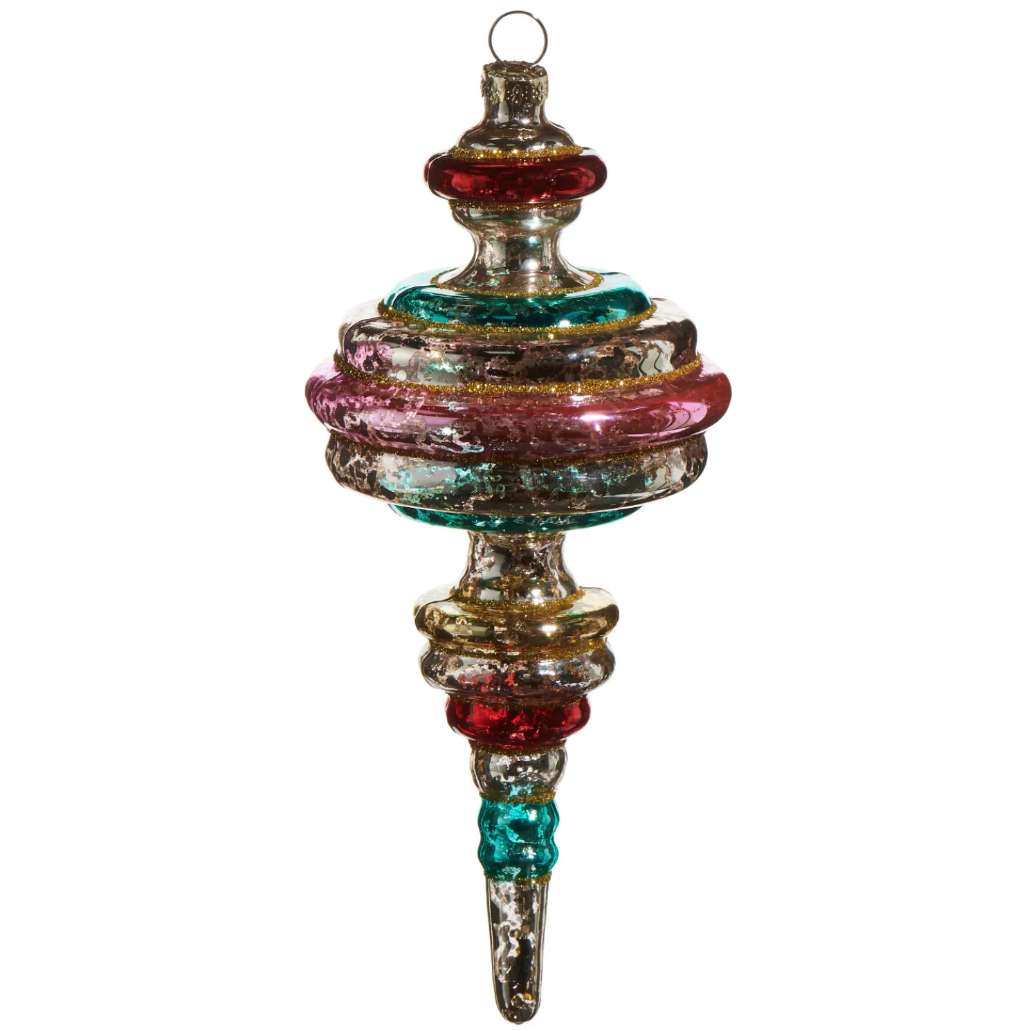 Raz 7" Multicolor Vintage Finial Glass Christmas Ornament 4524908
