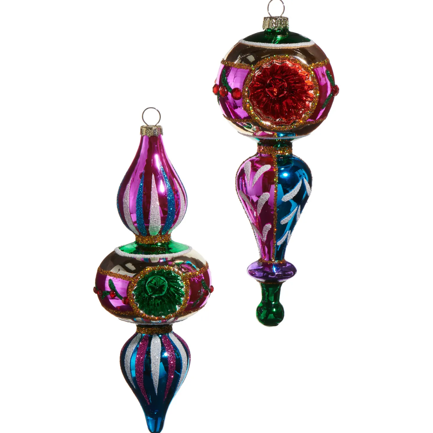 Raz 7.5" Multicolor Witch Eye Glass Finial Christmas Ornament 4524895