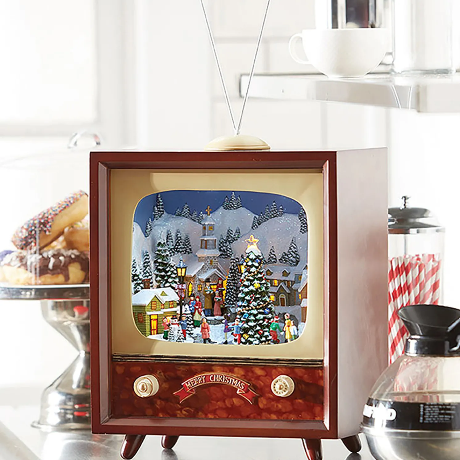 Raz 22" Musical Animated Retro Television TV Christmas Figure 3816449