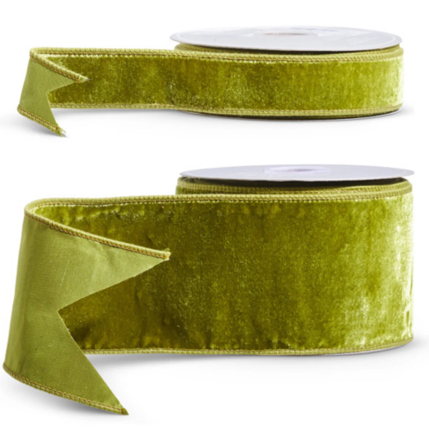 Raz 1.5" or 4" Apple Green Velvet Wired Christmas Ribbon