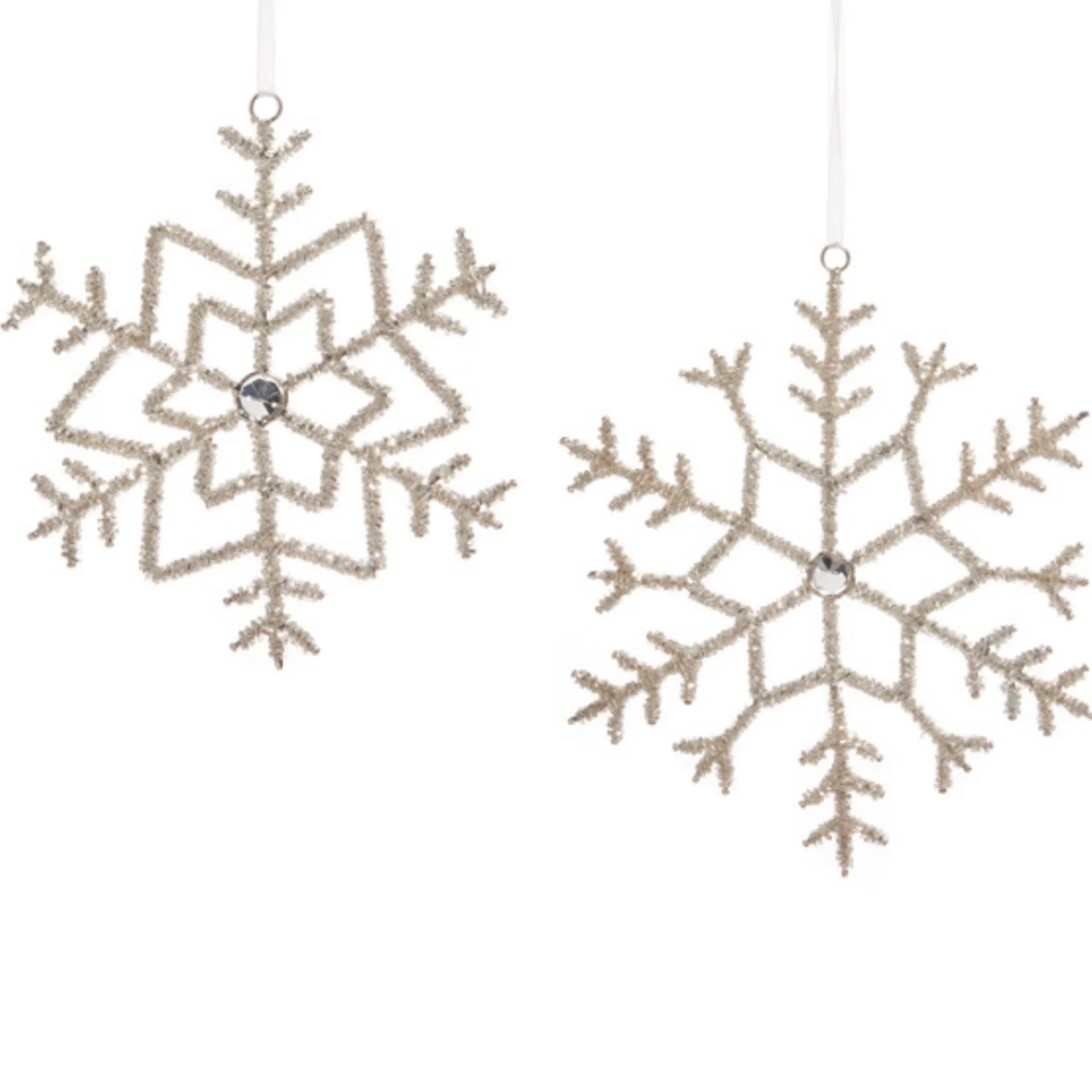 Raz 7" or 8.5" Beaded Silver Snowflake Christmas Ornament