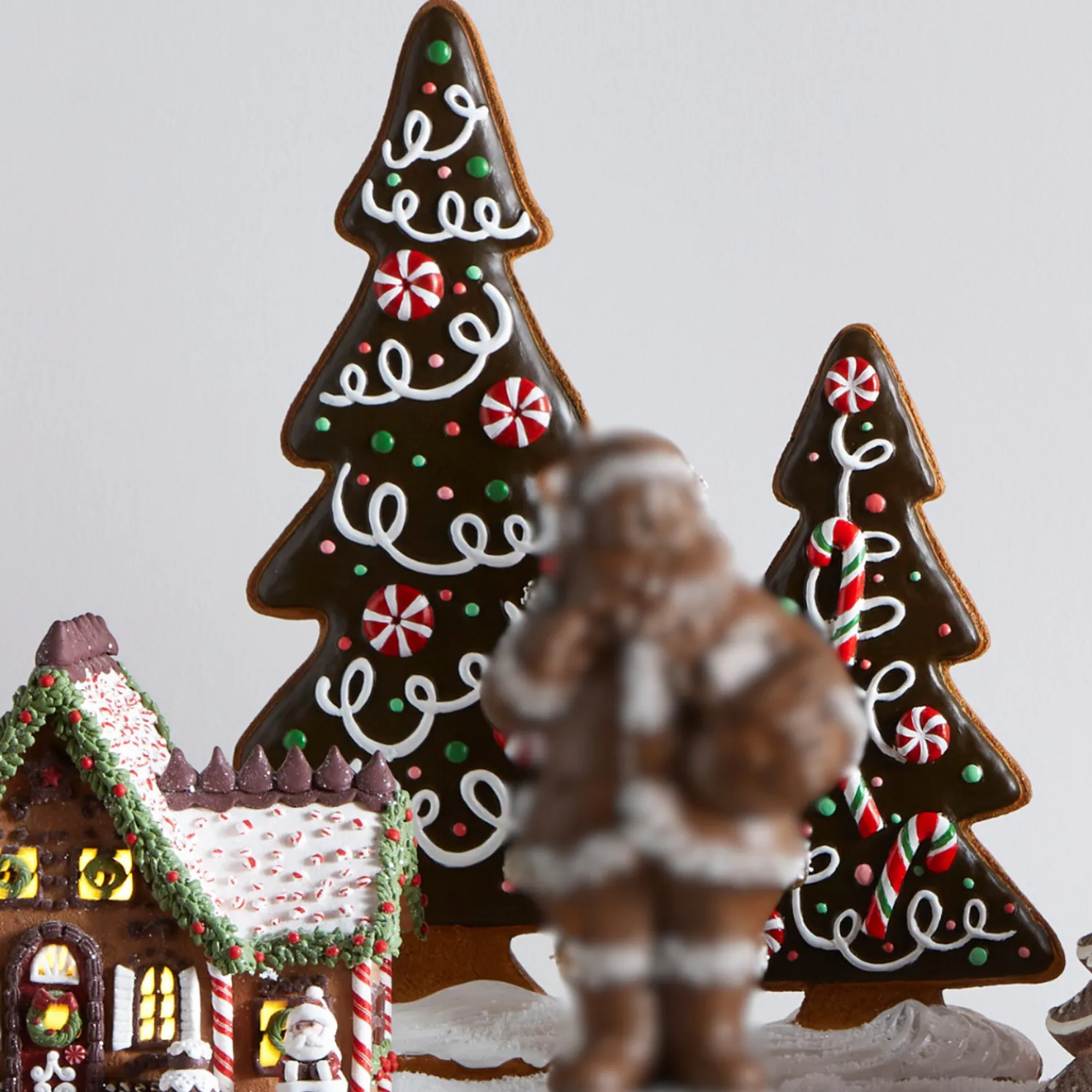 Raz 14" or 19.5" Chocolate Frosted Gingerbread Tree Figures
