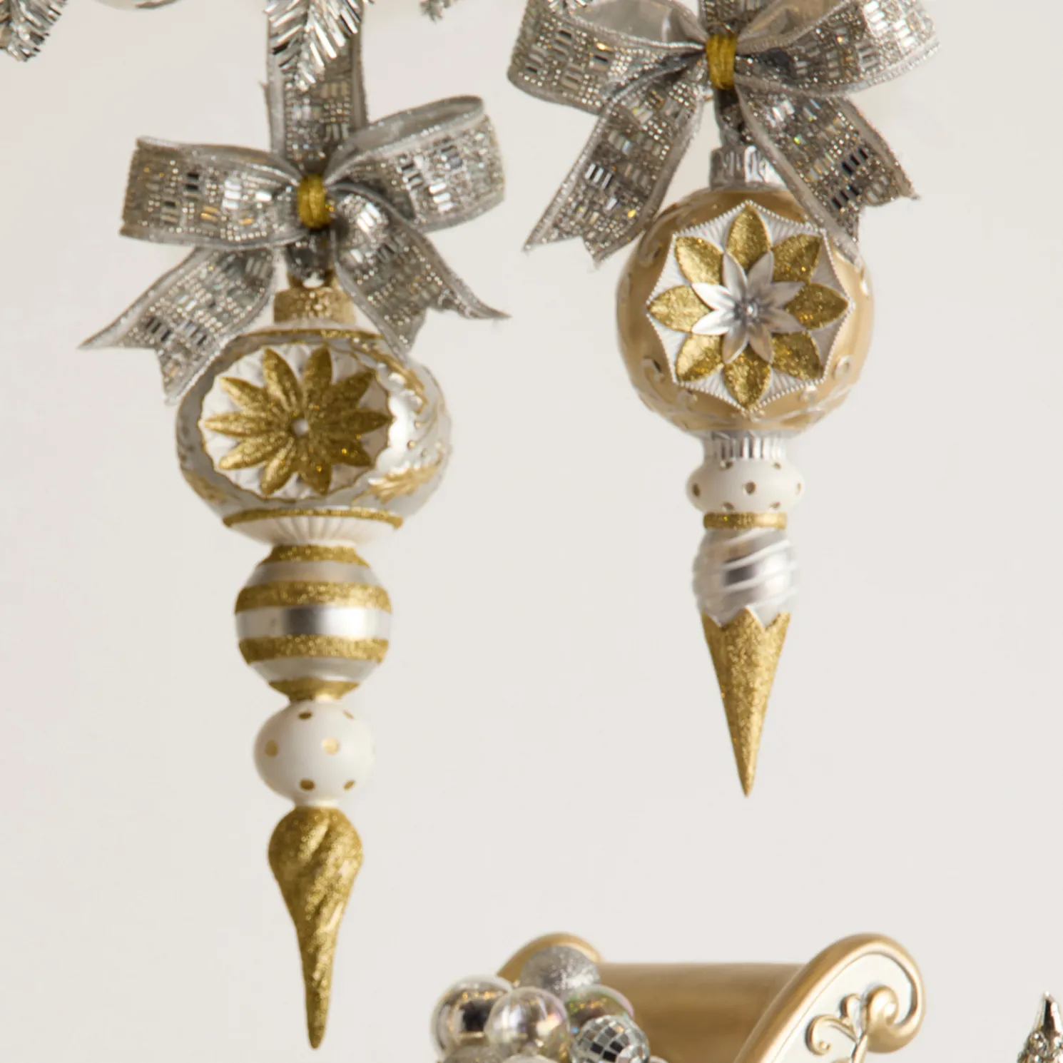 Raz 10" or 12" Gold and Silver Vintage Finial Ornament