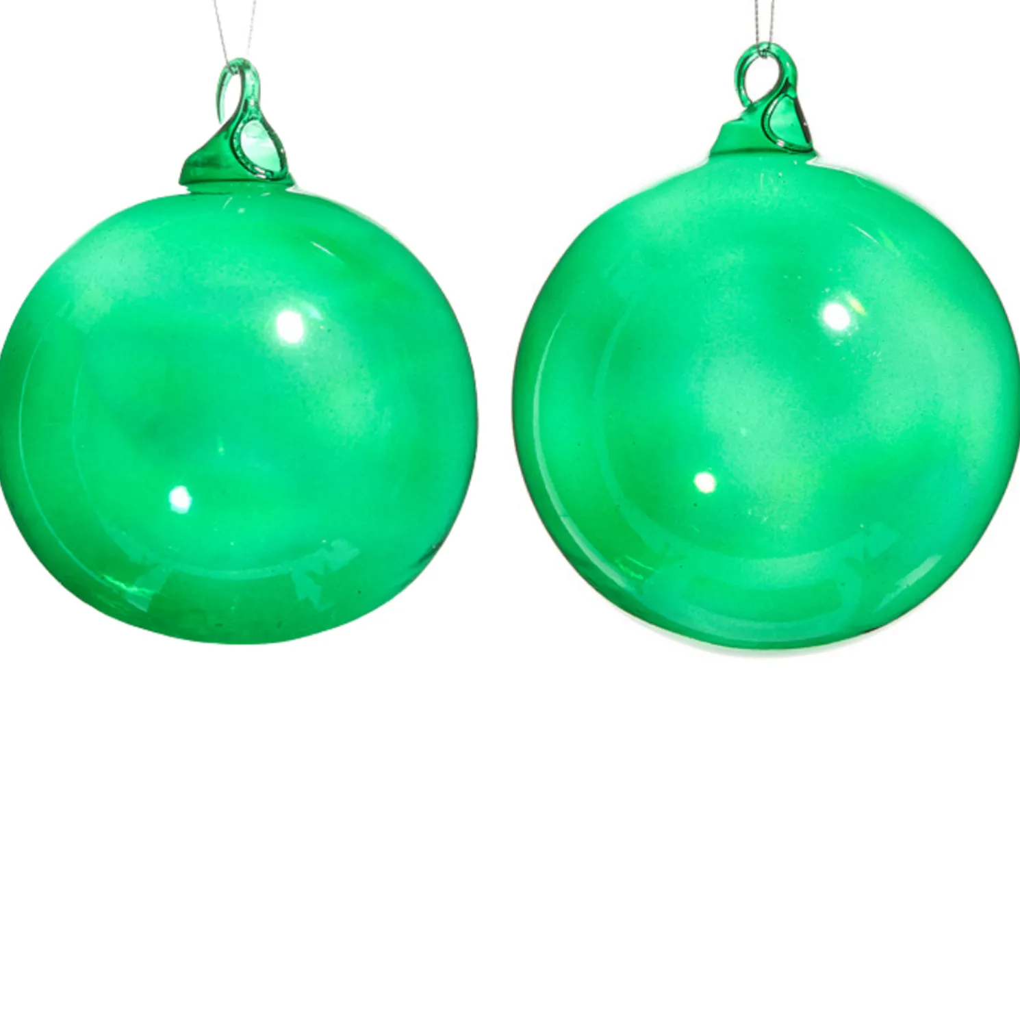 Raz 4" or 5" Green Blown Glass Ball Christmas Ornament