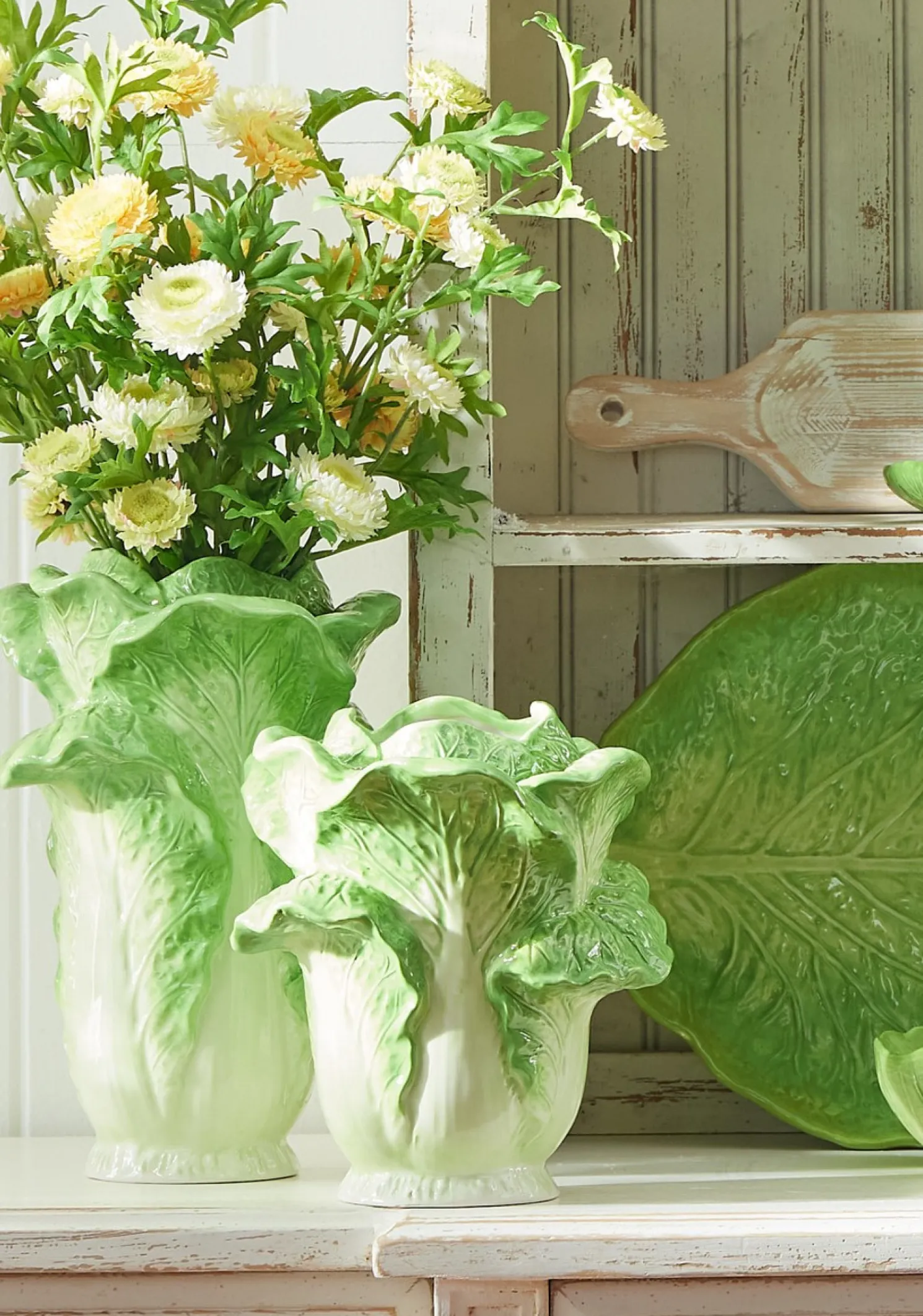 Raz 9.5" or 12.5" Green Cabbage Vase Spring Decoration