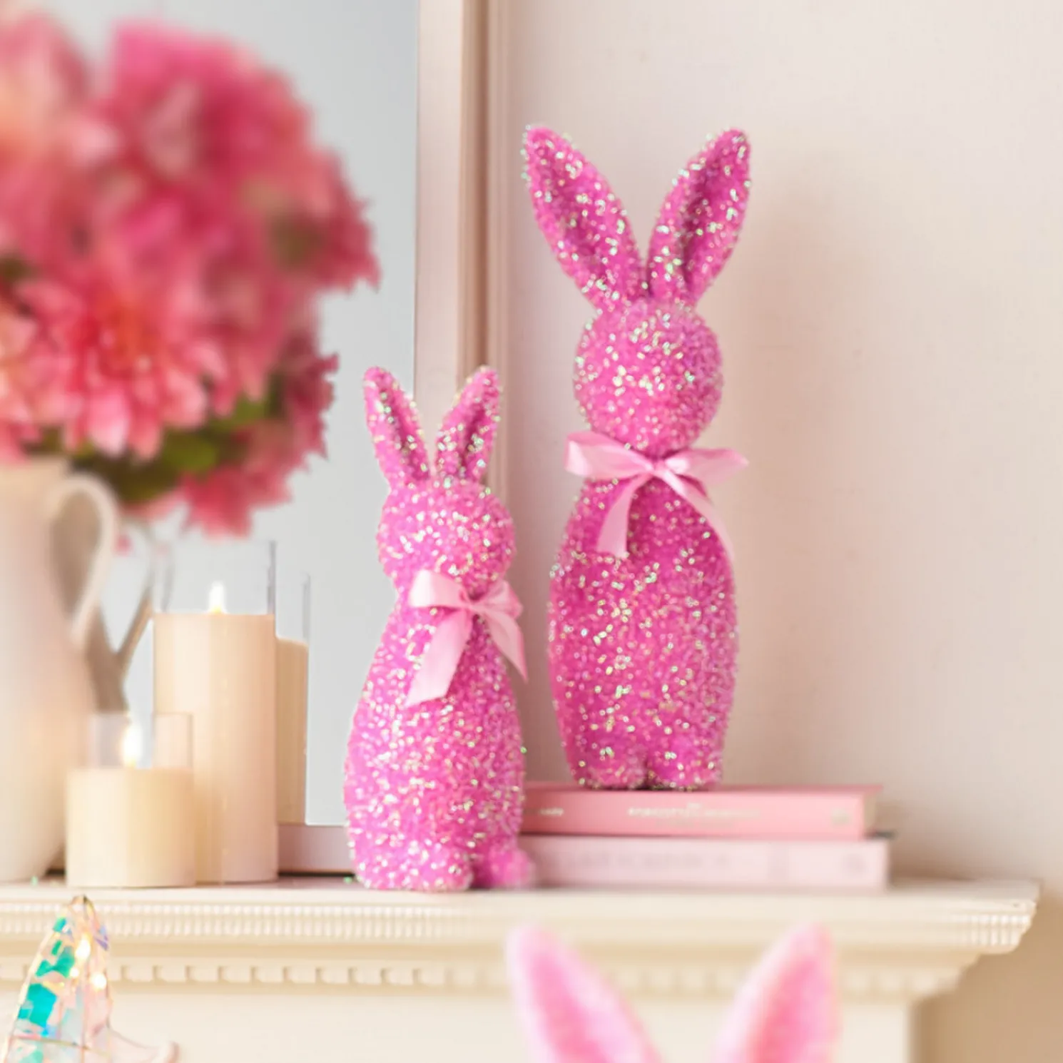 Raz 12" or 16" Iridescent Purple Flocked Bunny Easter Figure