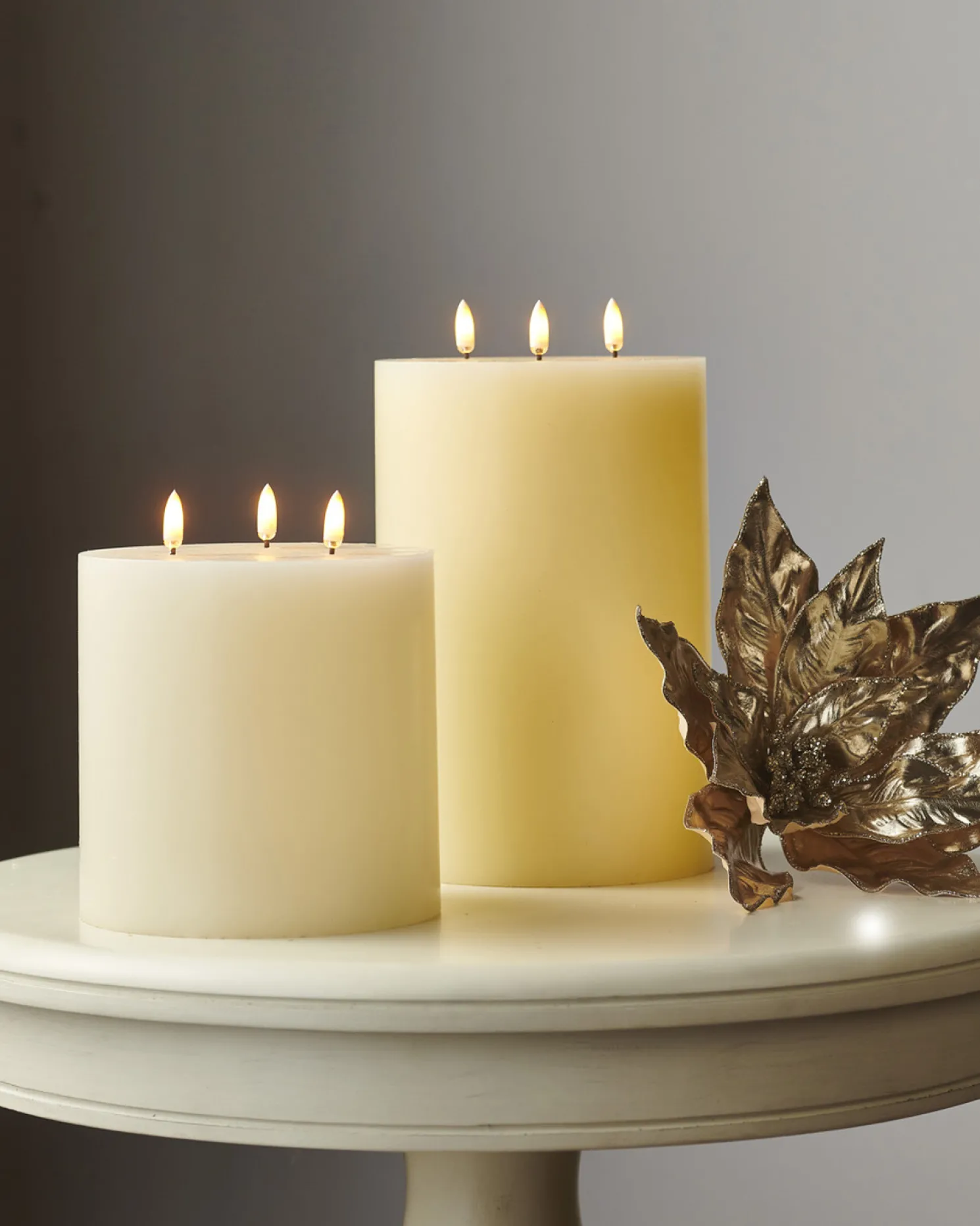 Raz 6" or 9" Ivory Triflame Flameless Candles