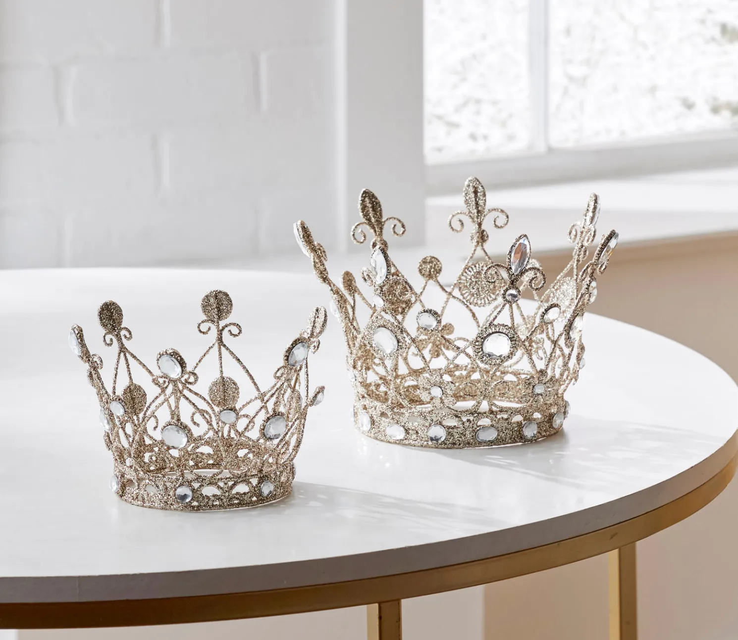 Raz 6.5" or 7.5" Jeweled Antique Crown with Gold Glitter Christmas Decoration