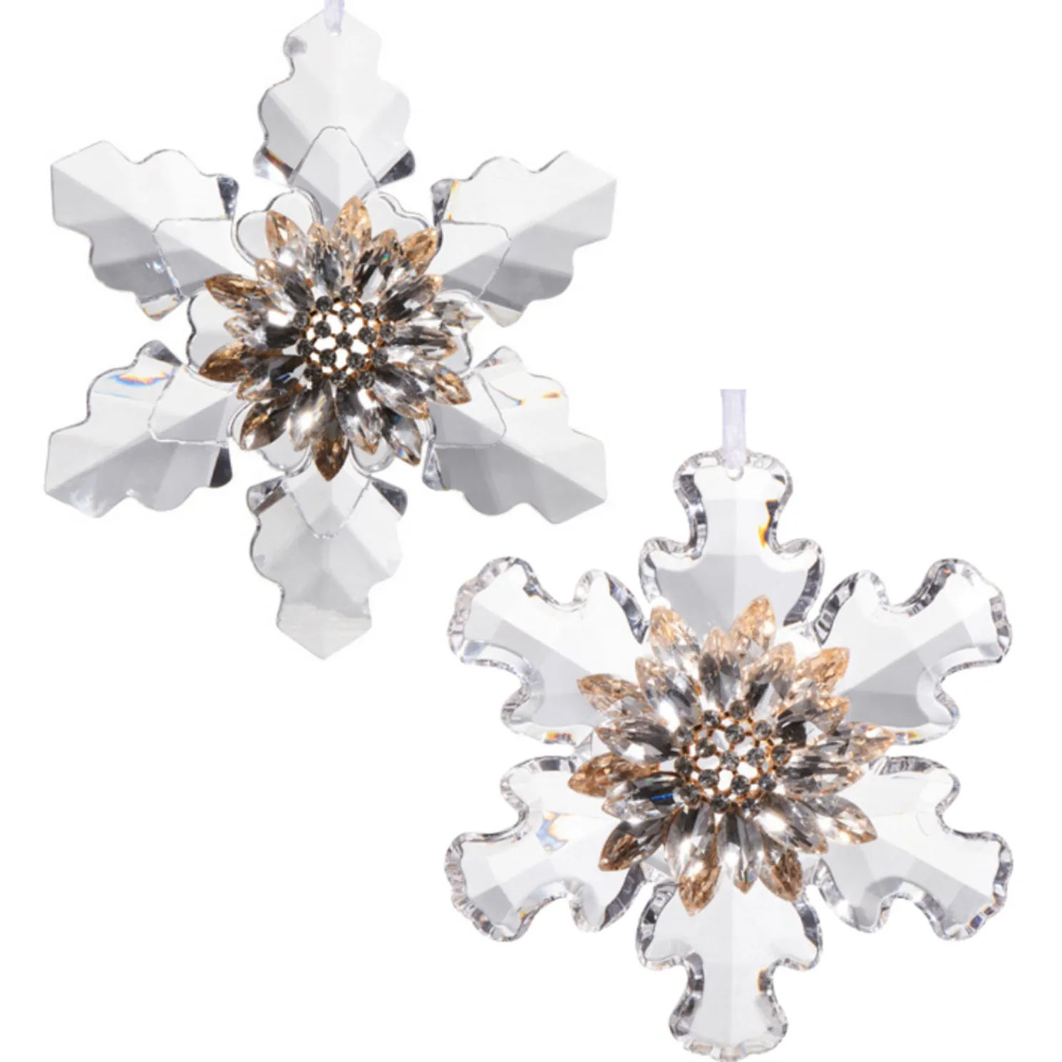 Raz 3.75" or 4.5" Jeweled Snowflake Brooch Christmas Ornament