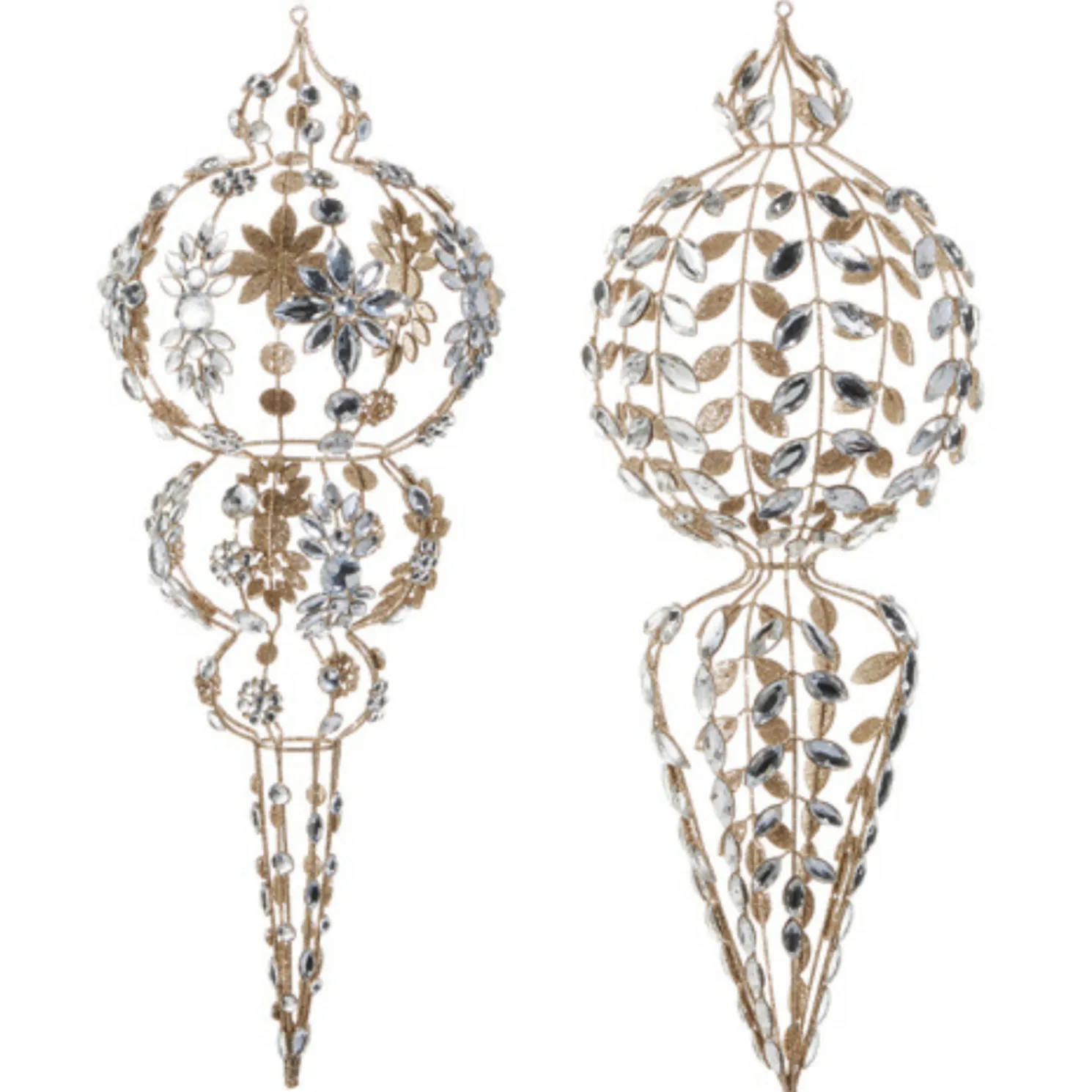 Raz 19" or 20" Large Champagne and Clear Jeweled Final Christmas Ornament