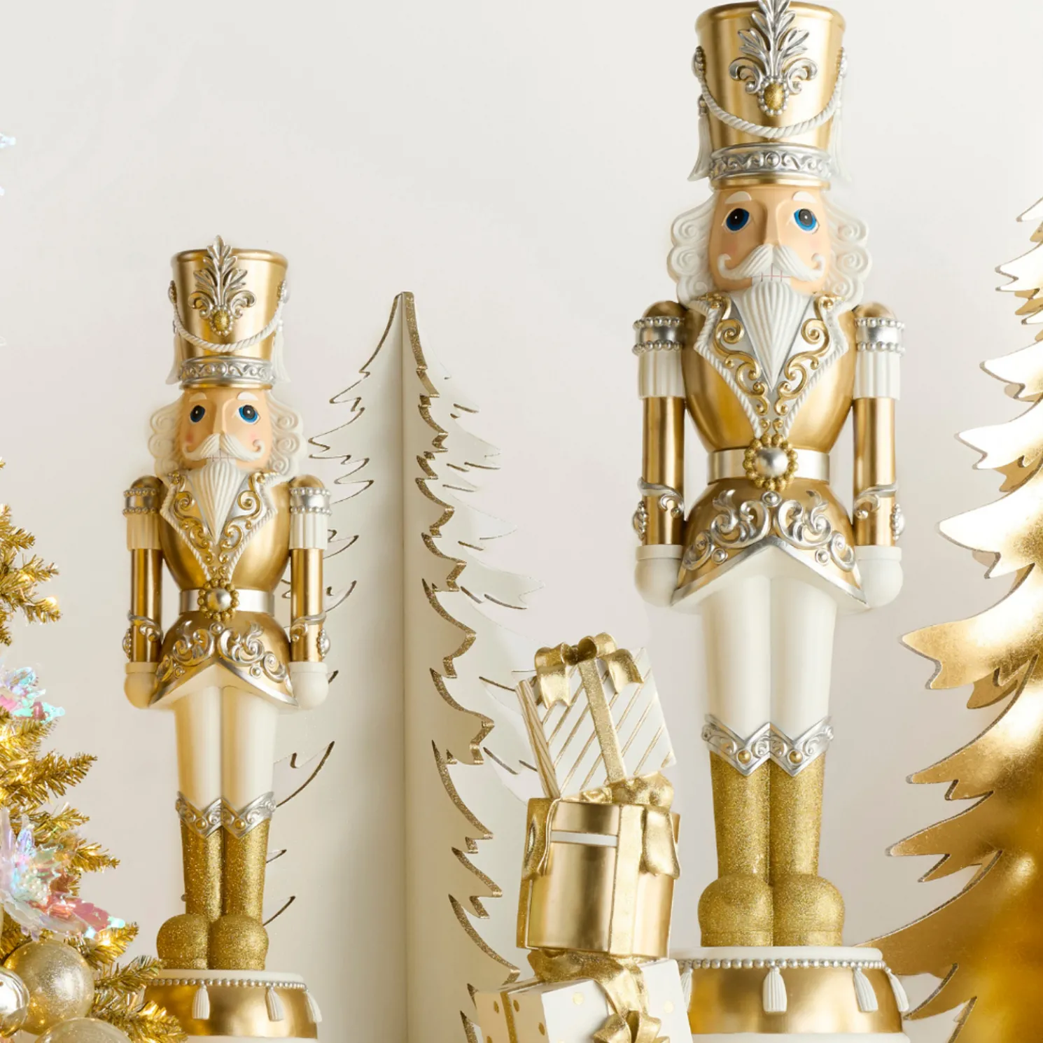 Raz 36" or 48" Large Gold and Silver Nutcracker Christmas Decoration