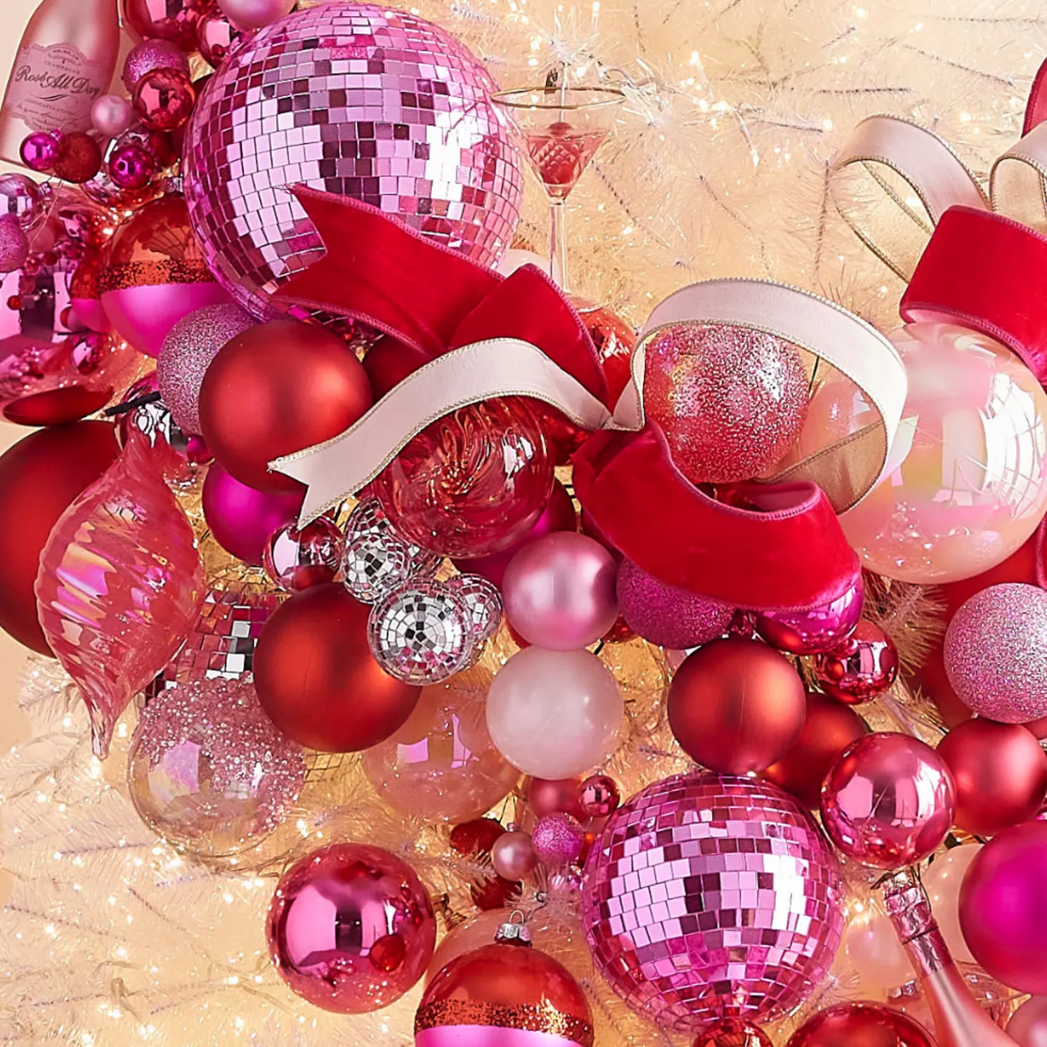 Raz 6" or 8" Large Pink Disco Ball Christmas Ornament