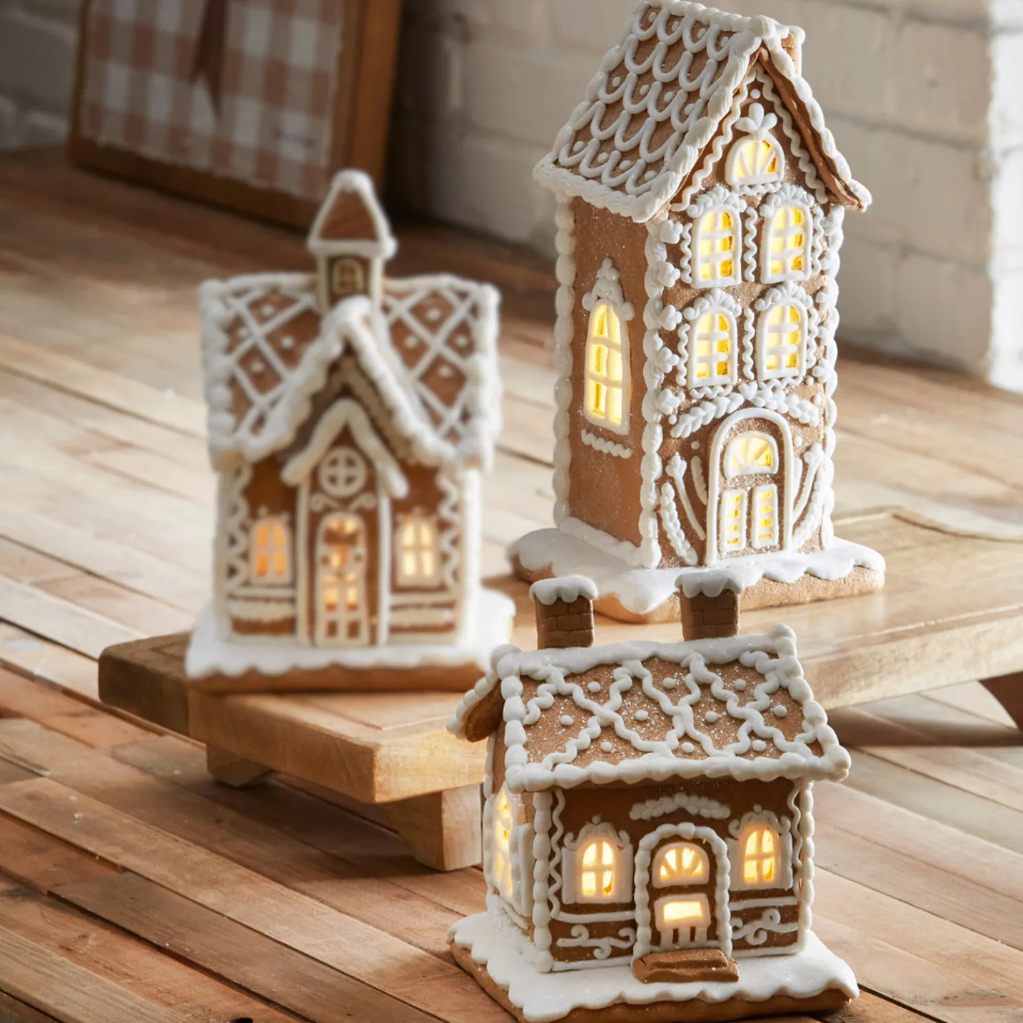 Raz 6" or 10" Lighted Christmas Gingerbread Town House Decoration