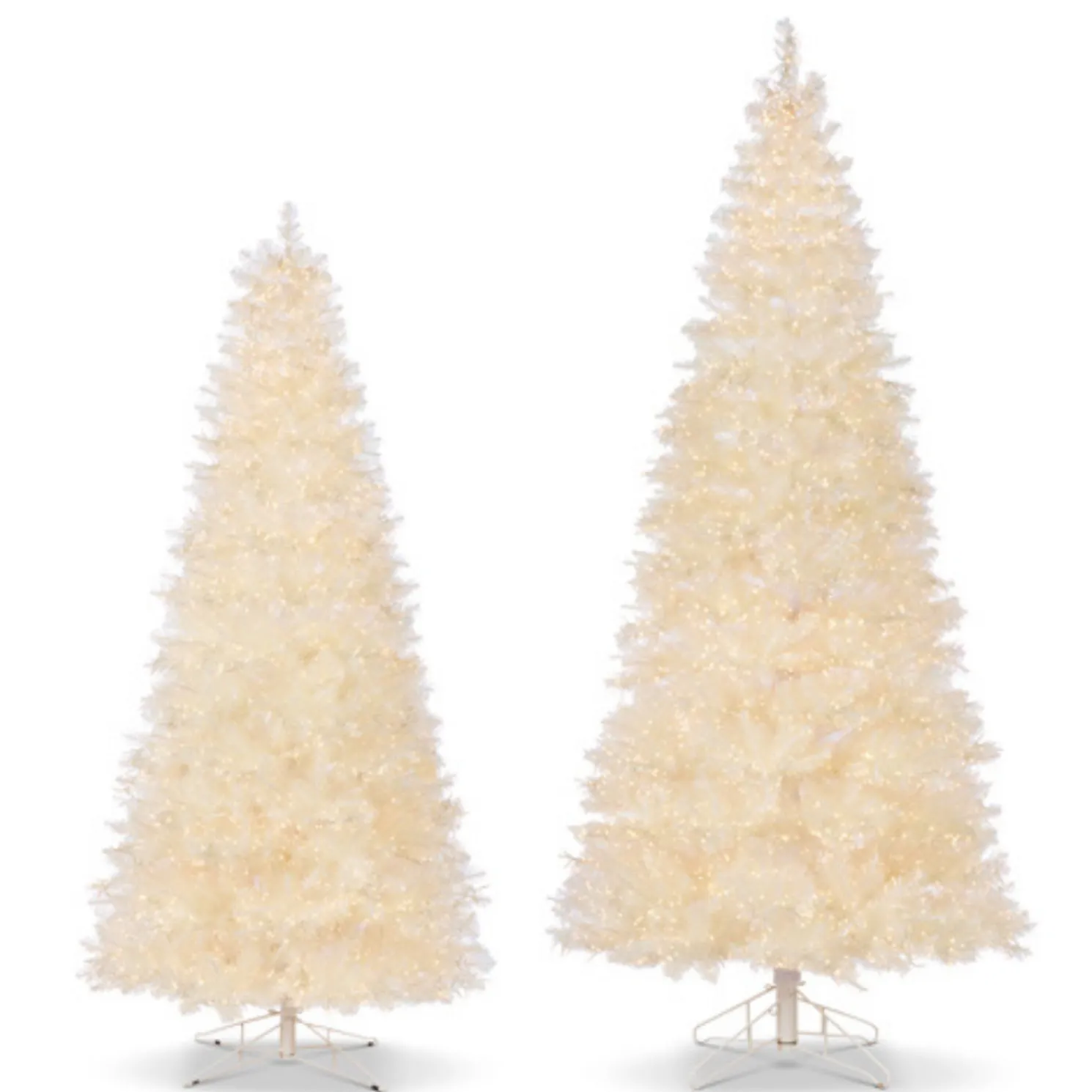 Raz 7.5' or 9' O Tannenbaum Crystal Iridescent White Pine Christmas Tree with Cluster LED Lights