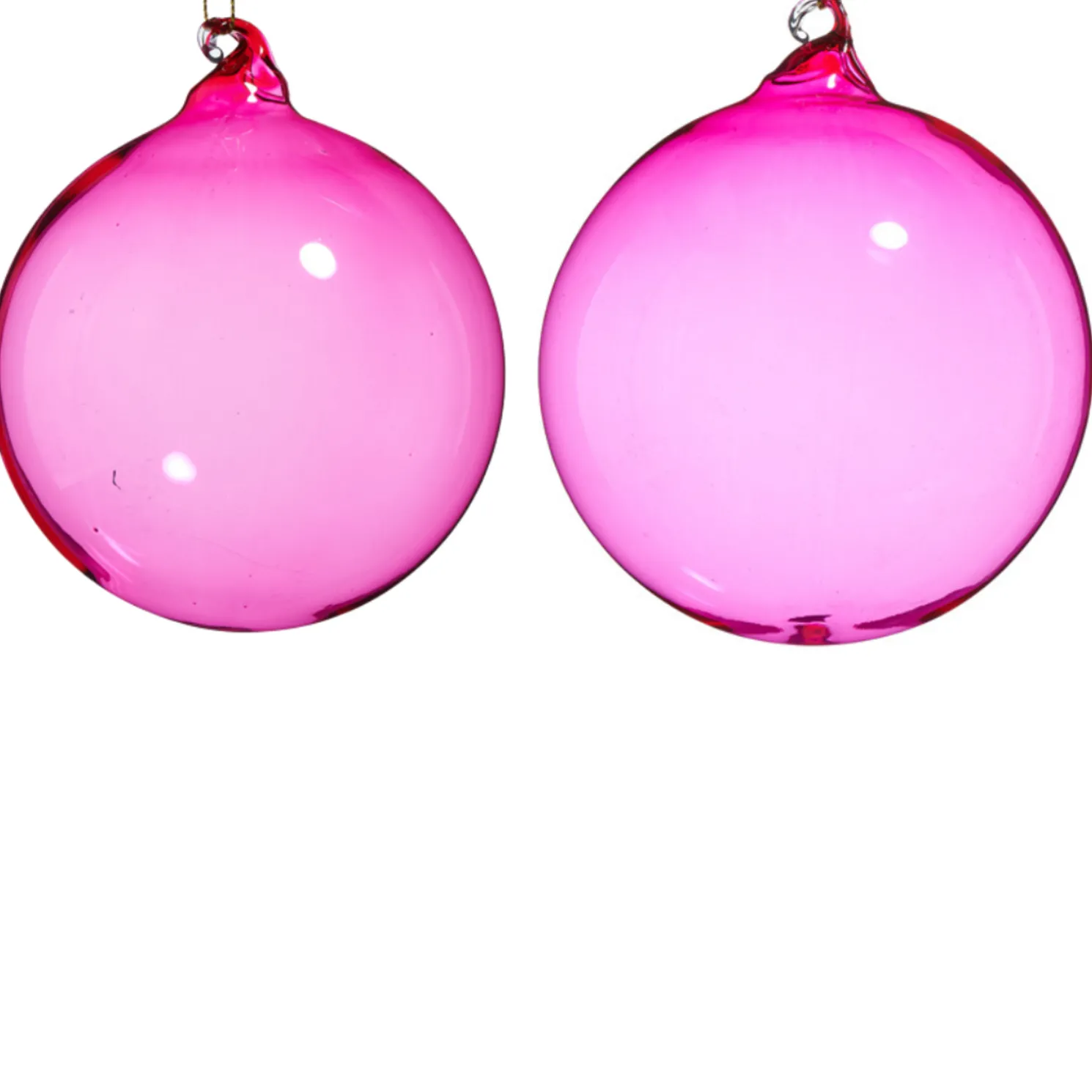Raz 4" or 5" Pink Sheer Blown Glass Ball Christmas Ornament