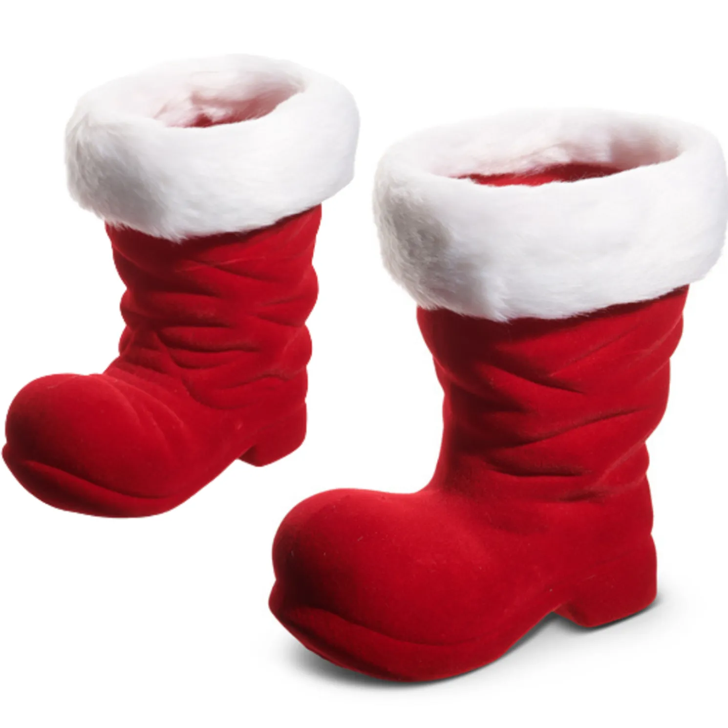 Raz 7.5" or 10.5" Red Flocked Santa Boot Christmas Decoration