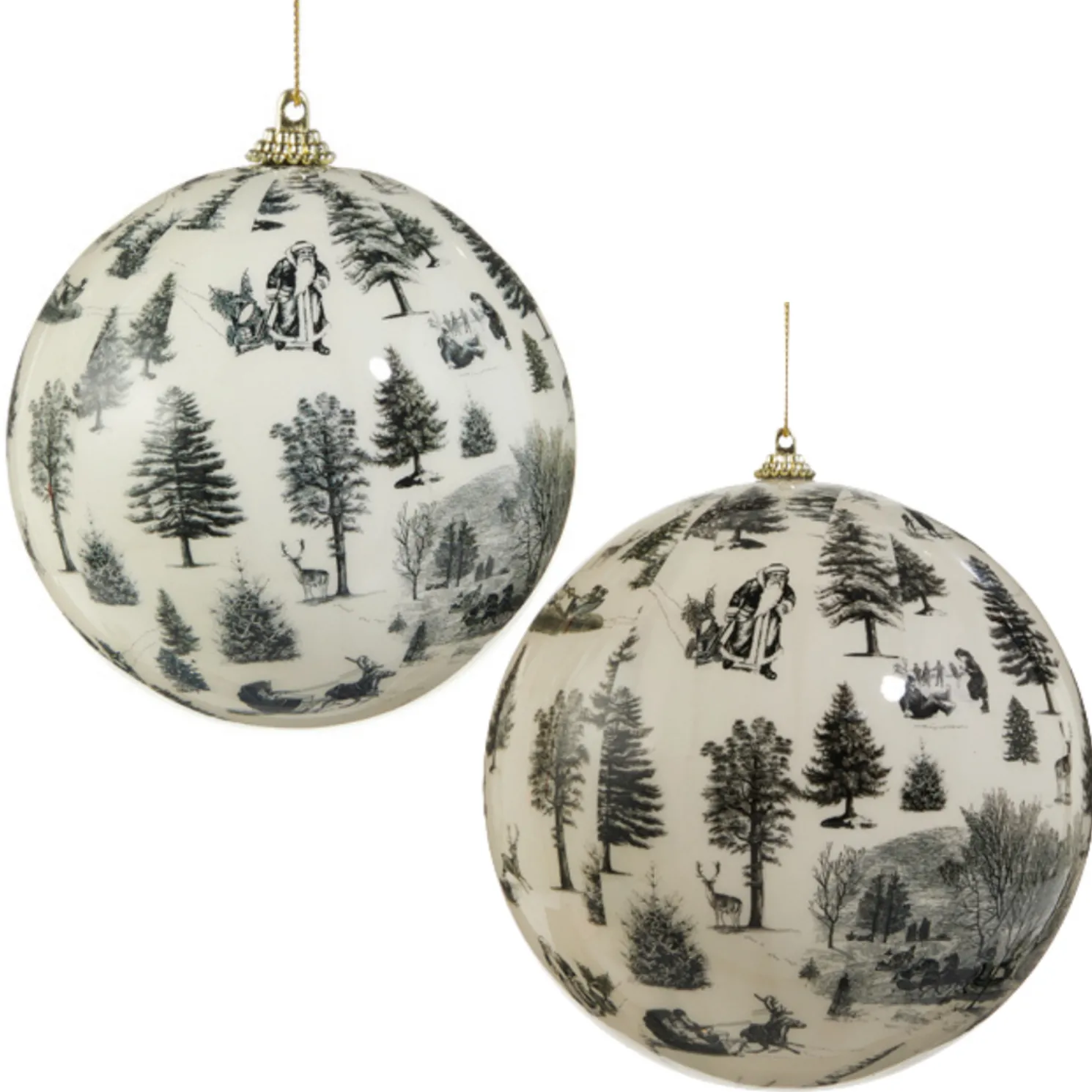 Raz 4" or 6" Through The Woods Black and White Christmas Ball Ornament