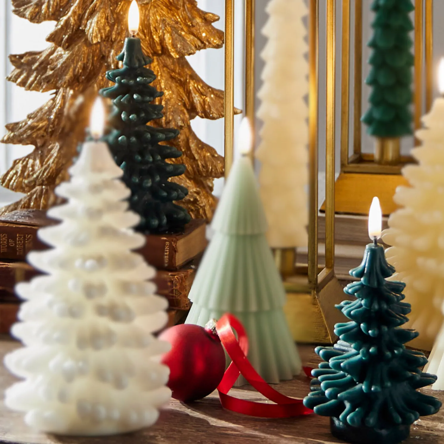 Raz 5.5" or 7" Uyuni Pine Green Tree Round Battery Operated Candle with Lighted Flickering Wick