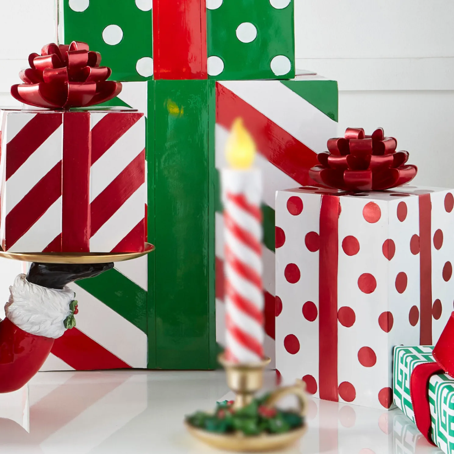 Raz 15.5" Oversized Red and White Packages Christmas Decoration 4510389