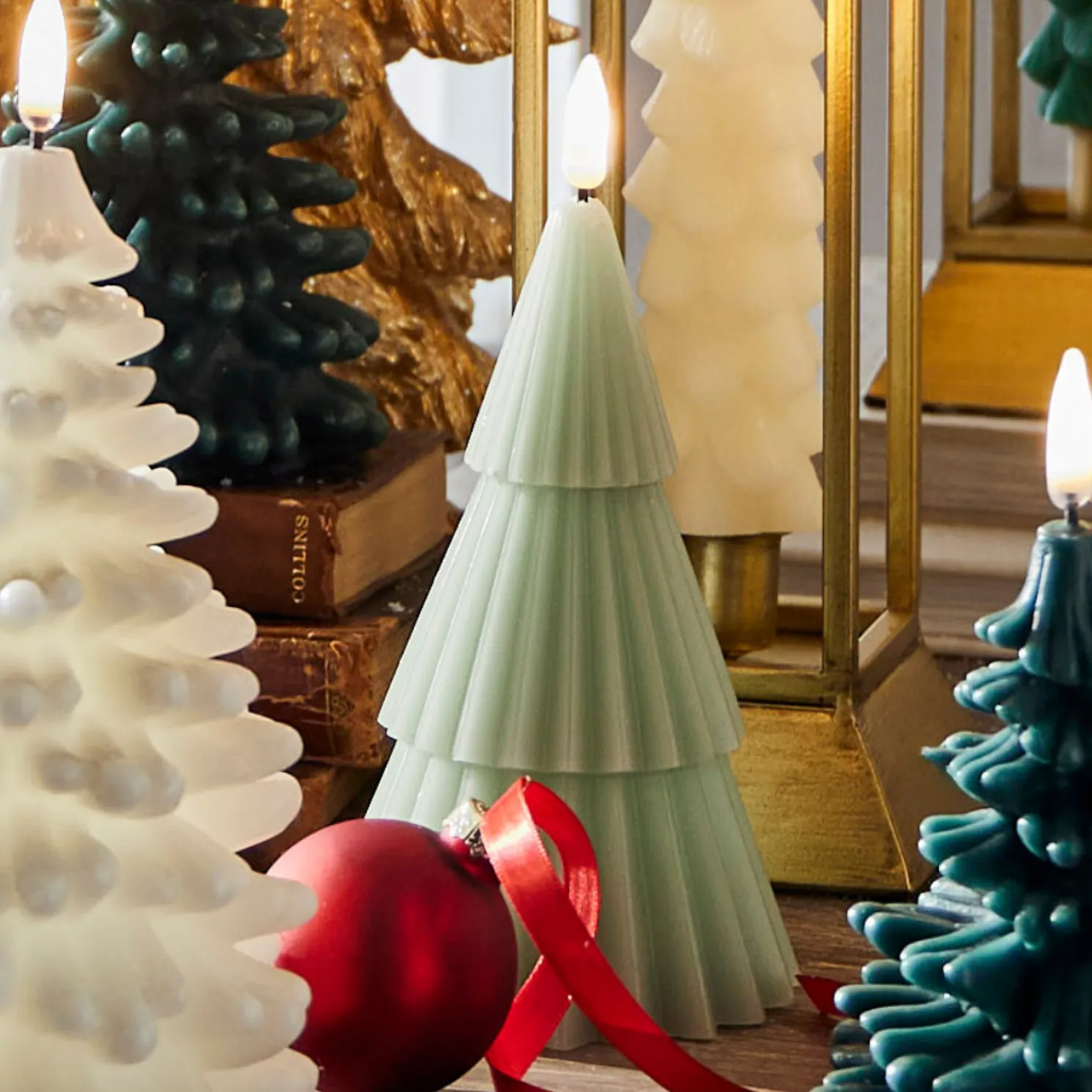 Raz 6" Pale Green Christmas Tree Battery Operated Candle Lighted Flickering Flame 4432917