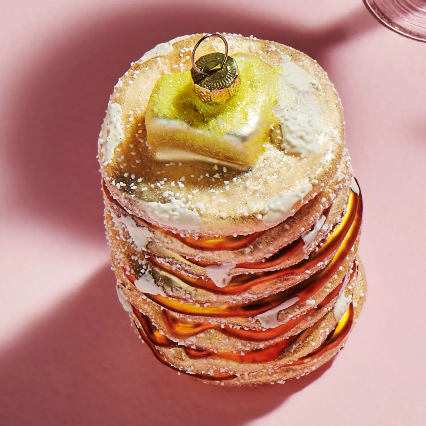 Raz 3.75" Pancake Stack Glass Christmas Ornament 4520895