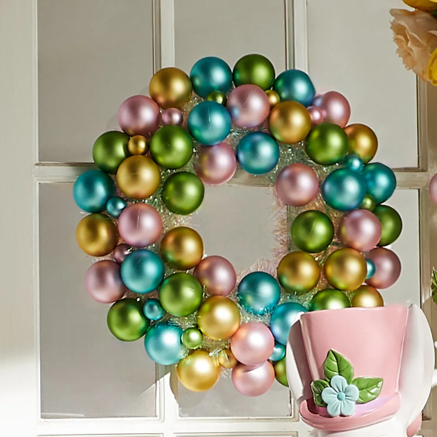 Raz 17" Pastel Pearl Ball Ornament Easter Wreath W4532771