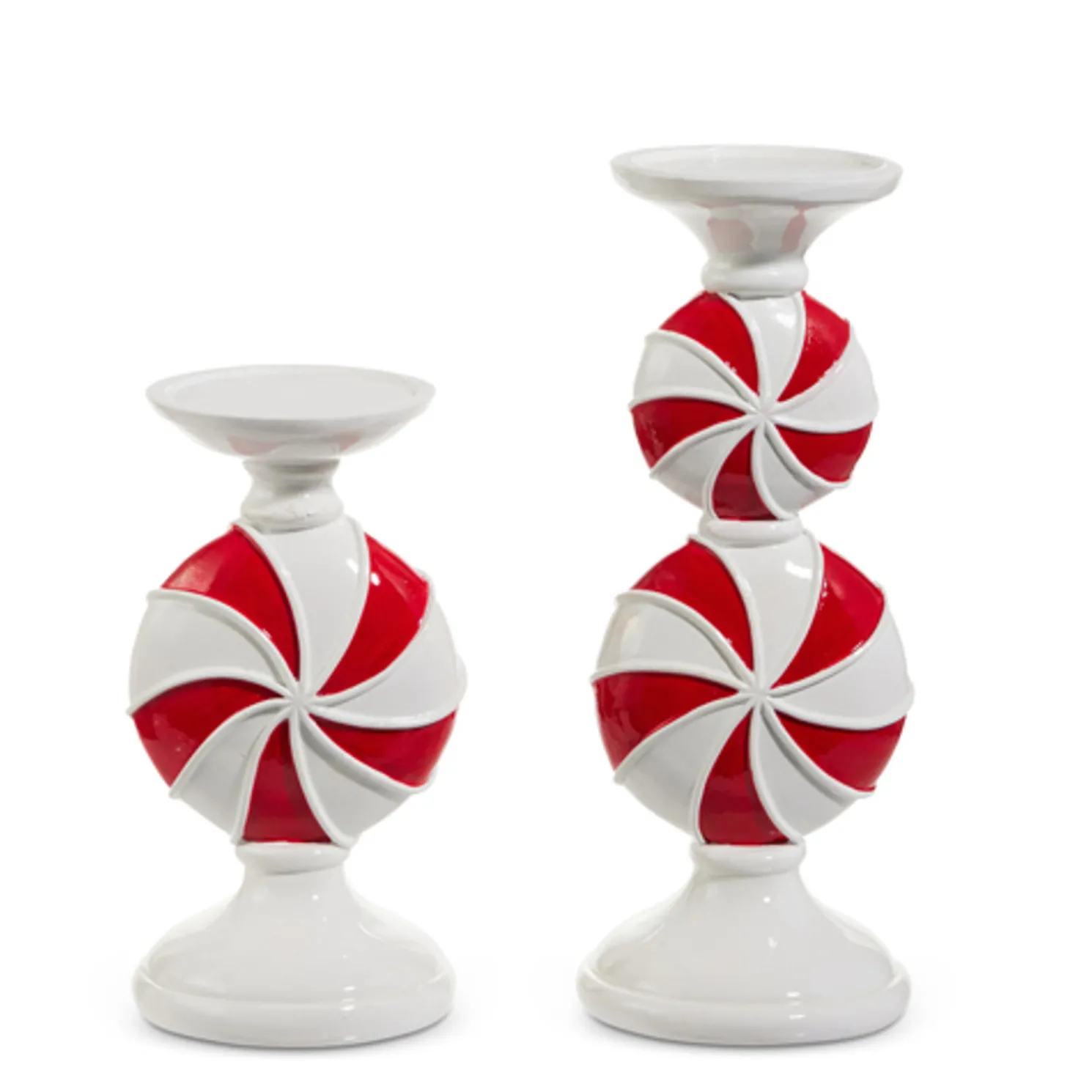 Raz 11" Peppermint Christmas Candle Holders Set of 2 4512234
