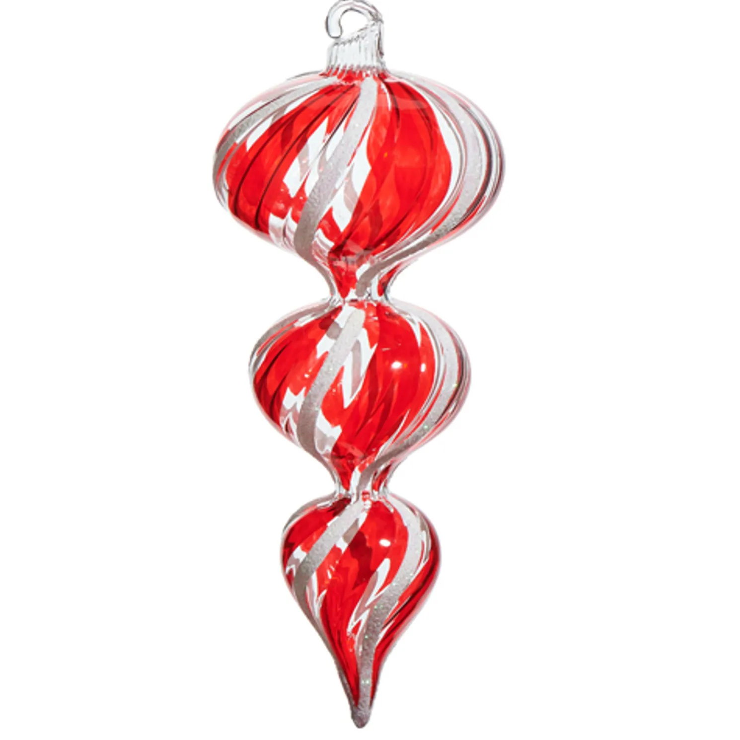 Raz 6.5" Peppermint Finial Blown Glass Christmas Ornament 4512504