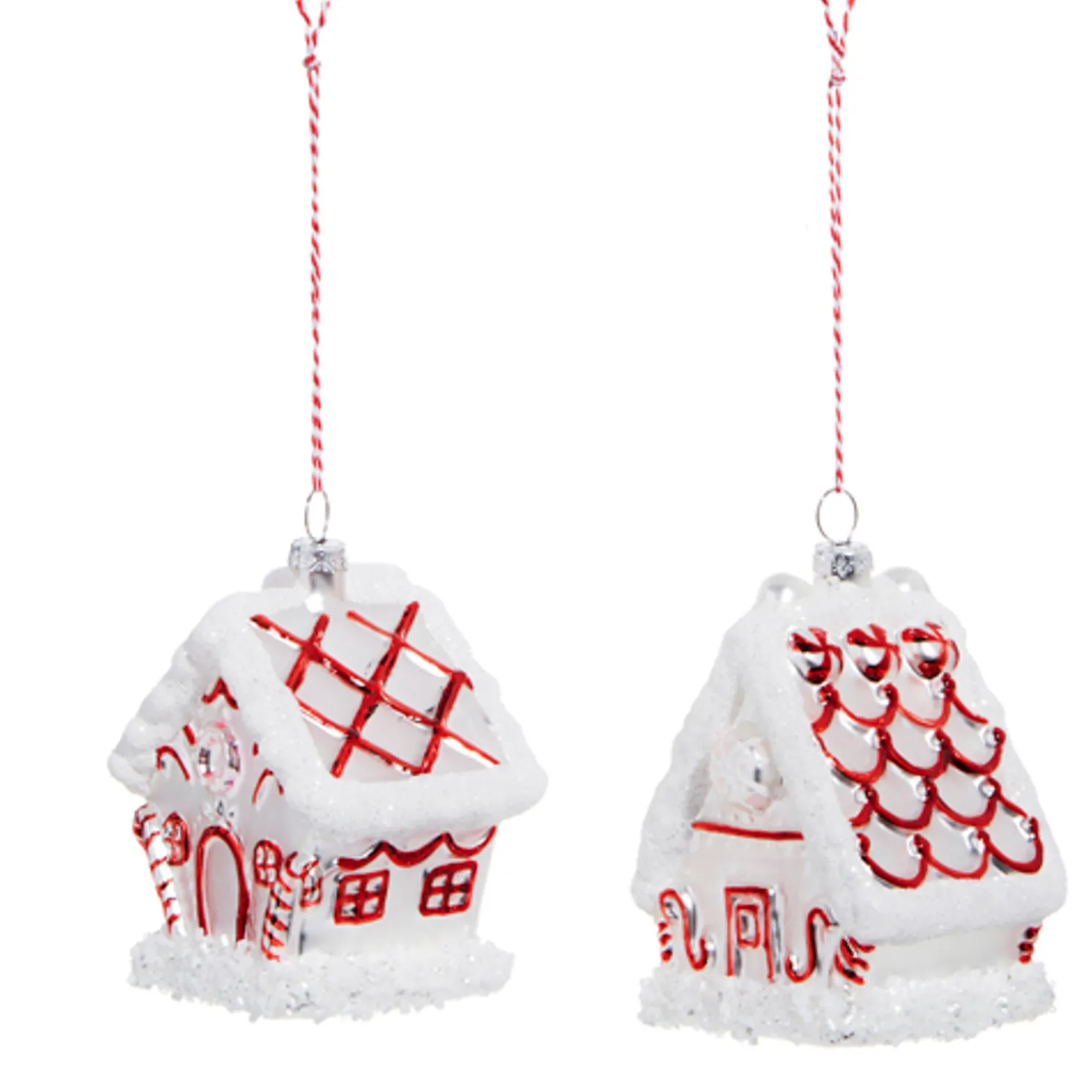 Raz 3.5" Peppermint Gingerbread House Glass Christmas Ornament 4324507