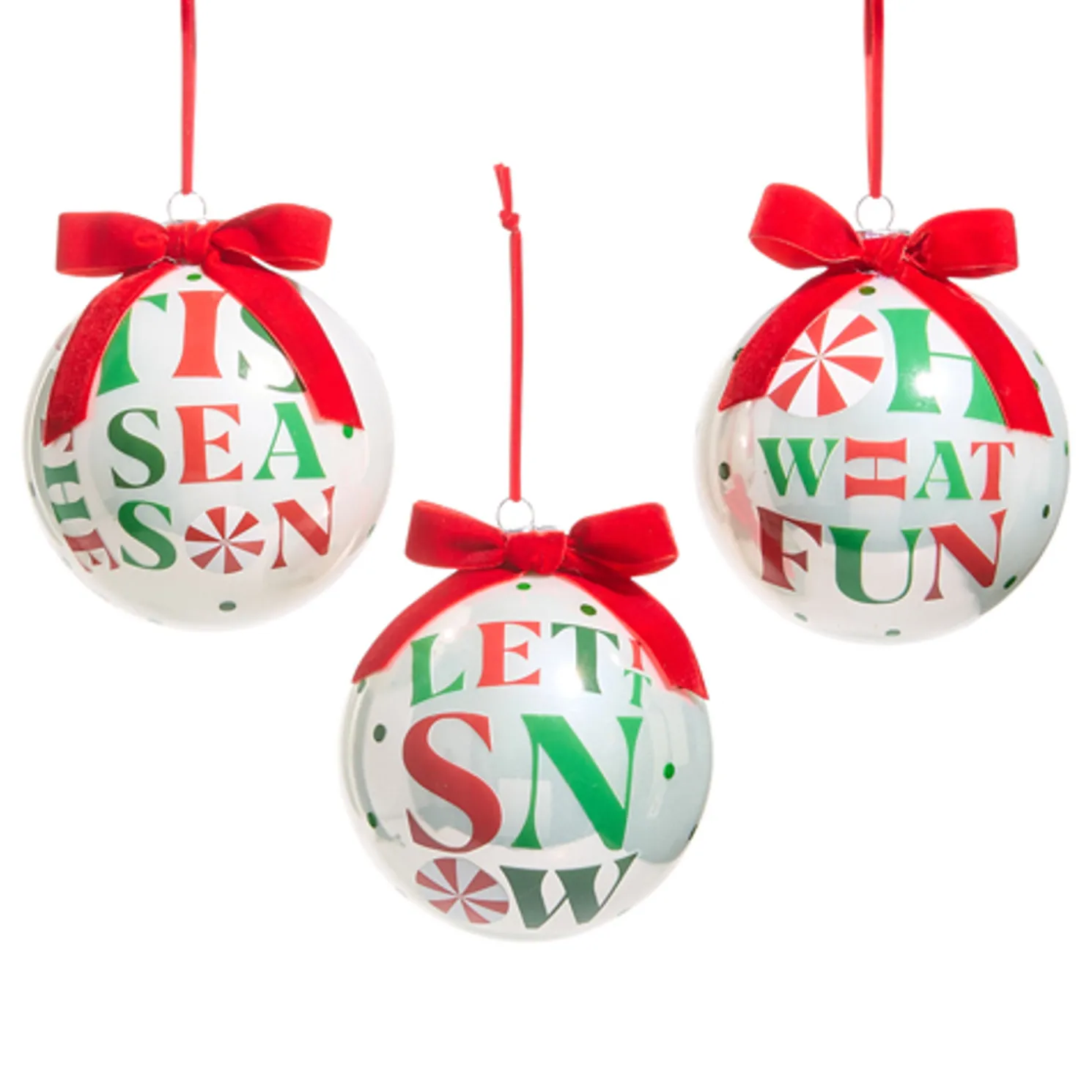 Raz 5" Peppermint Merrymaking Glass Ball Christmas Ornament 4524782