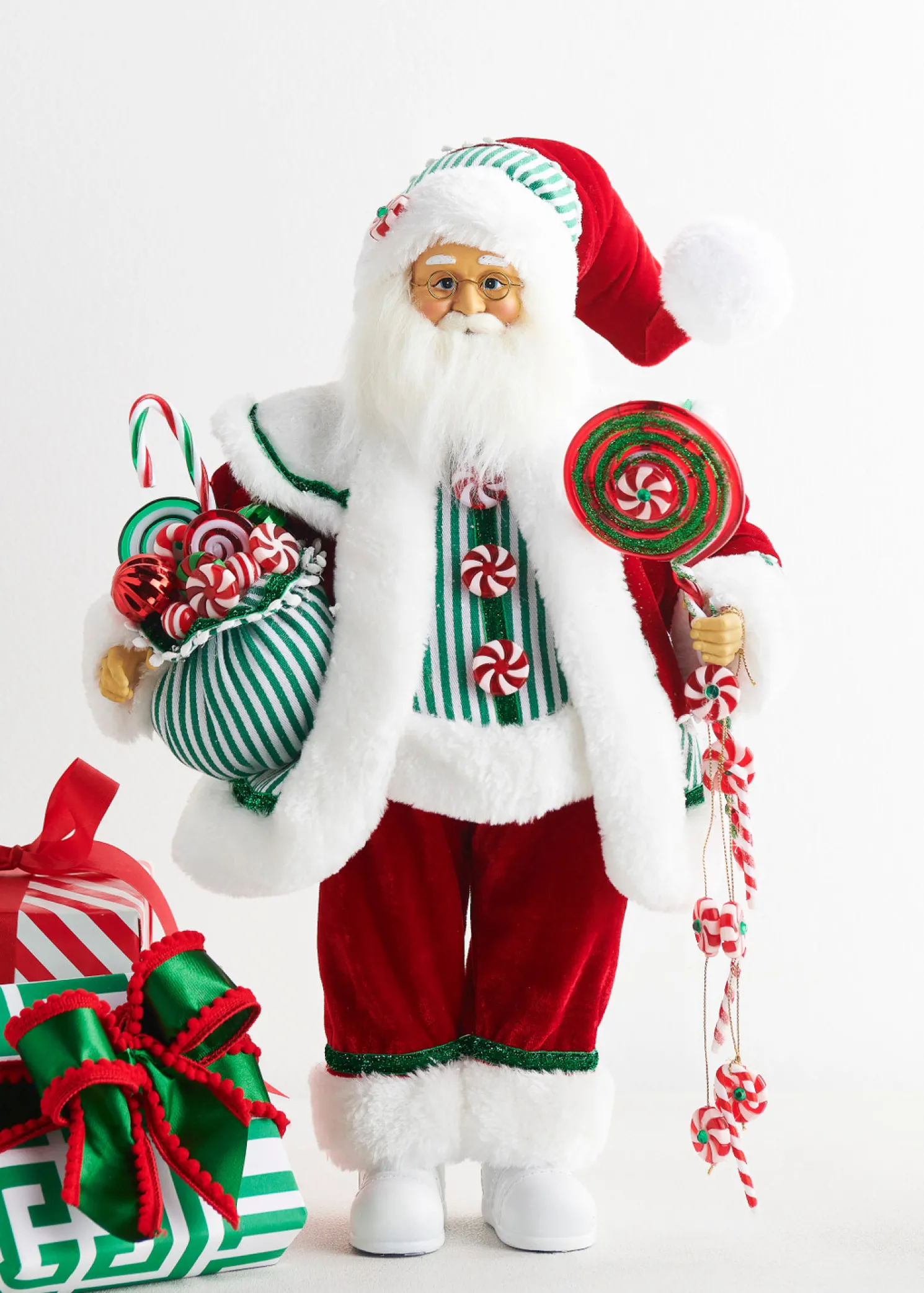 Raz 18" Peppermint Santa Christmas Figure 4515540