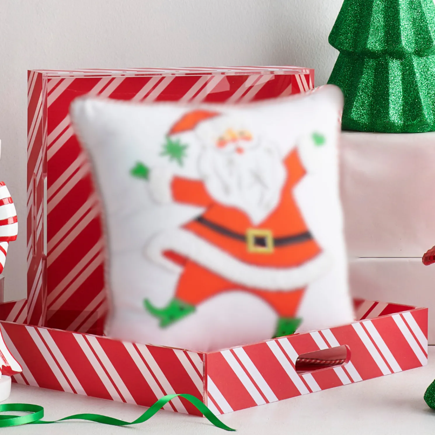 Raz 14" Peppermint Striped Trays Christmas Decoration 4536649