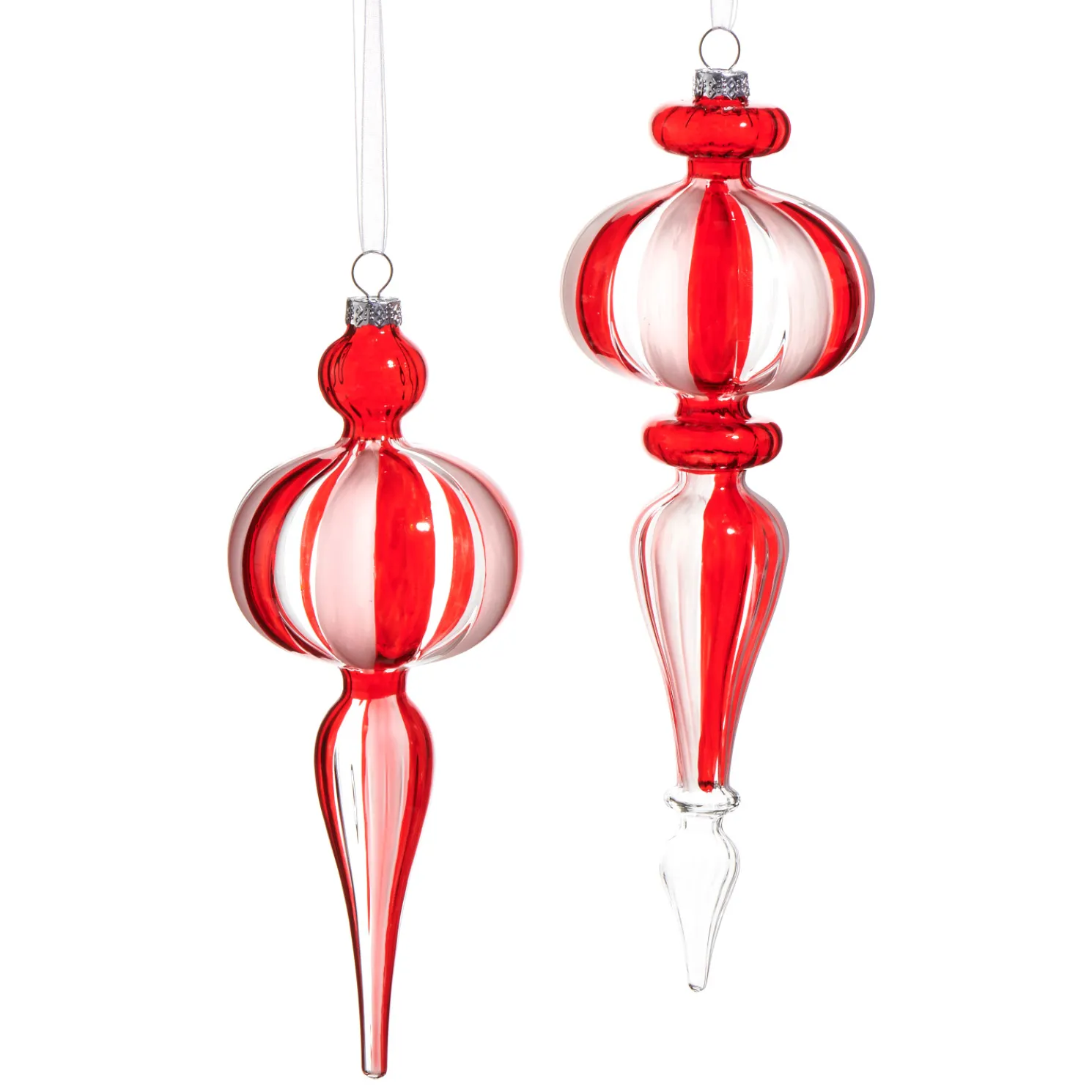 Raz 10" Peppermint Stripe Finial Glass Christmas Ornament 4524554