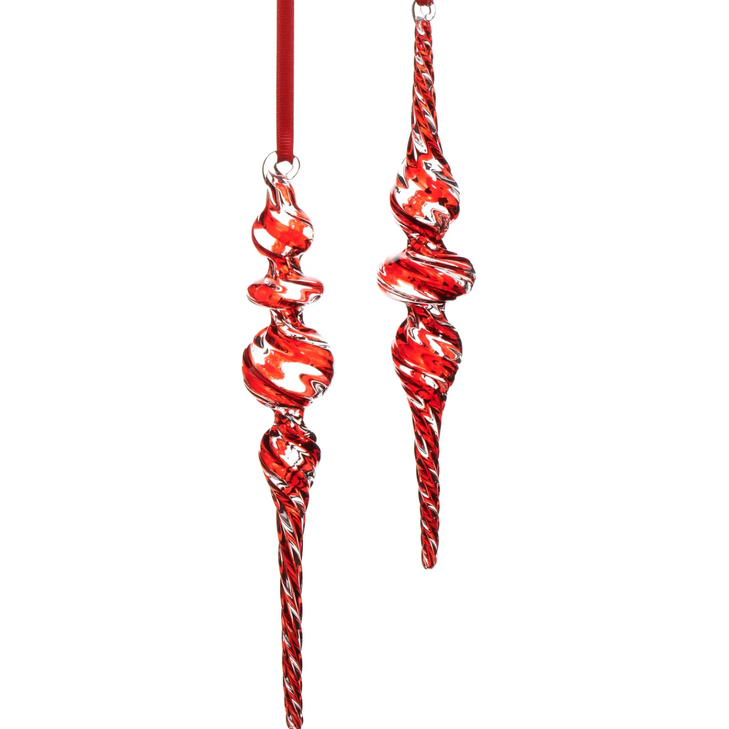 Raz 9" Peppermint Swirl Finial Glass Christmas Ornament 4524640