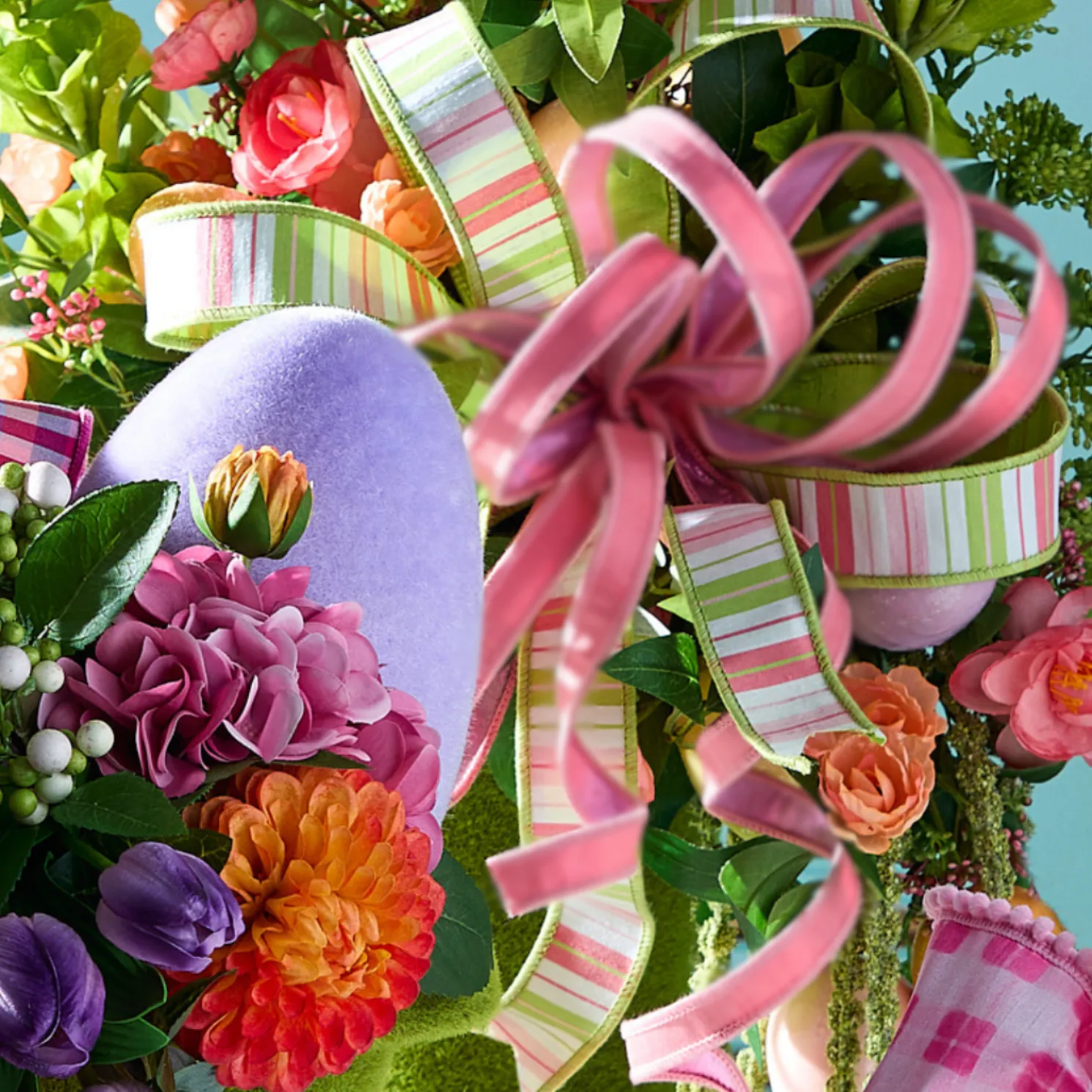 Raz 2.5" Pink and Green Striped Wired Easter Ribbon R4527733