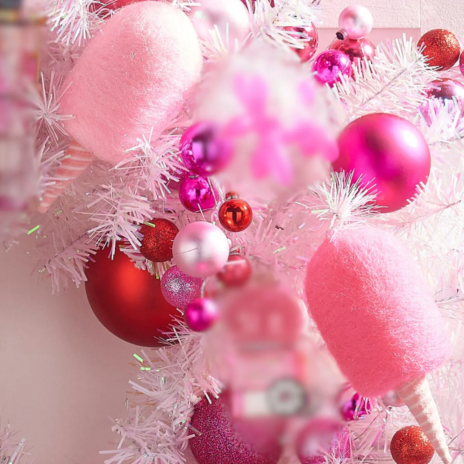 Raz 6.5" Pink Cotton Candy Christmas Ornament Set of 2 4420034