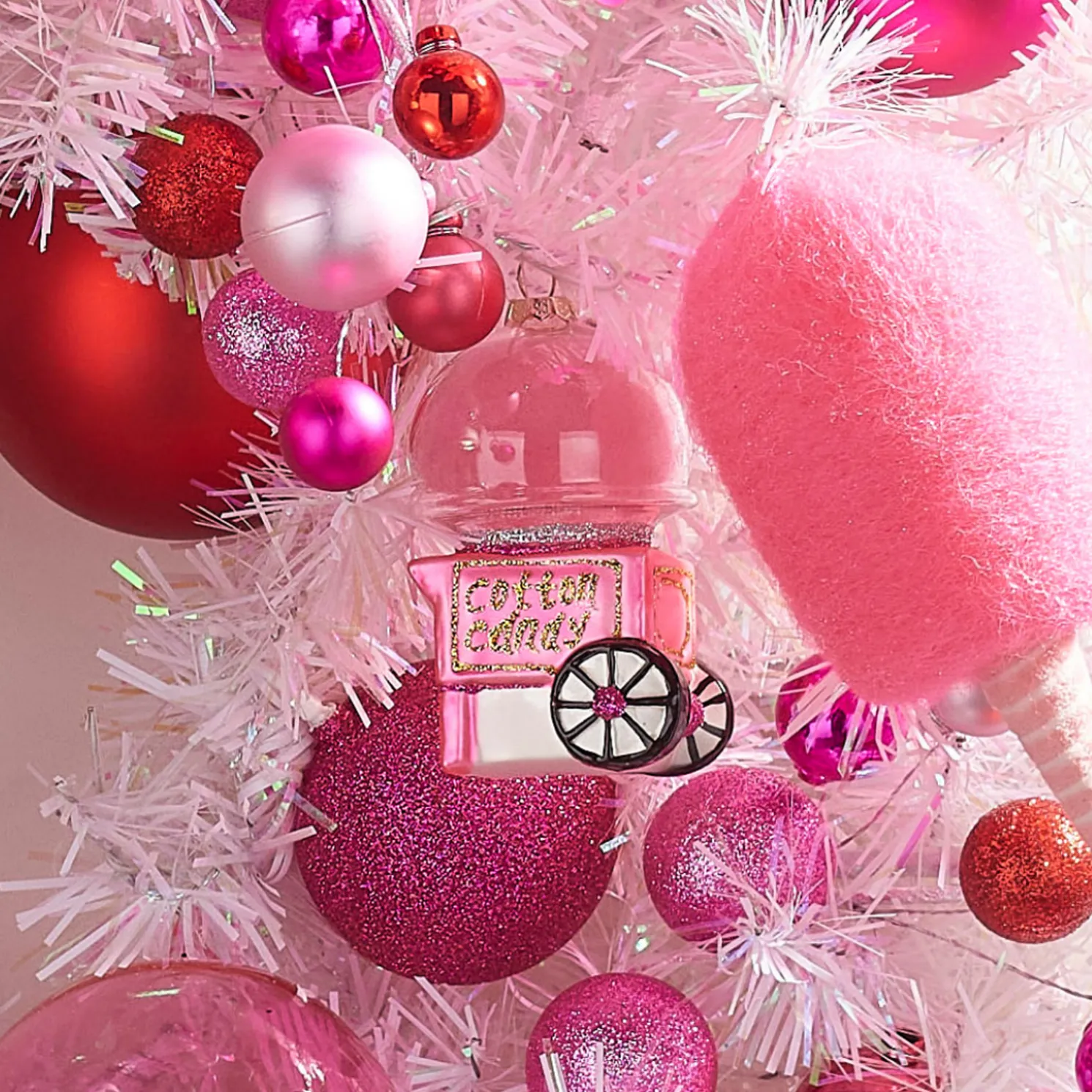 Raz 4" Pink Cotton Candy Machine Glass Christmas Ornament 4412516
