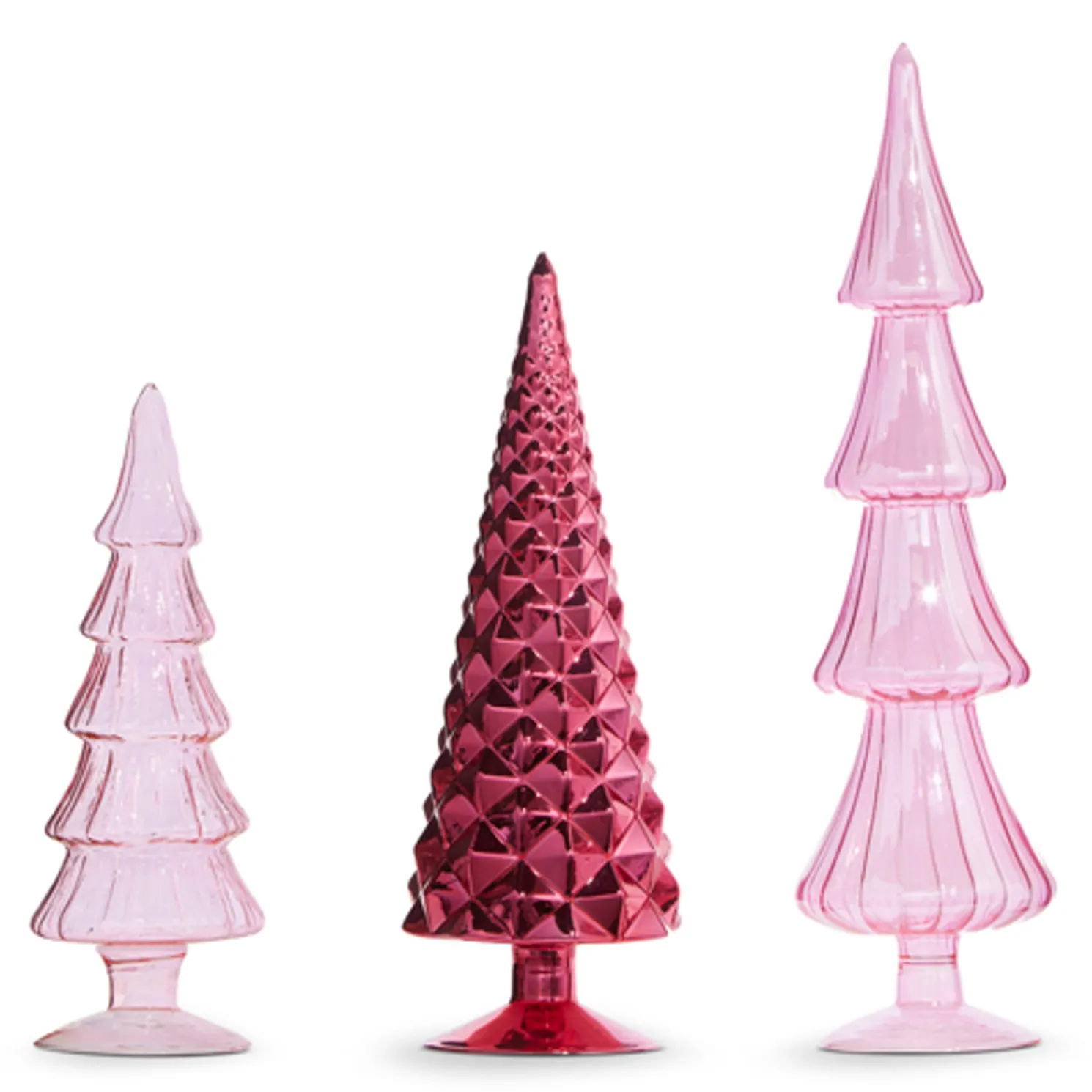 Raz 14.25" Pink Glass Christmas Tree Set 4322828