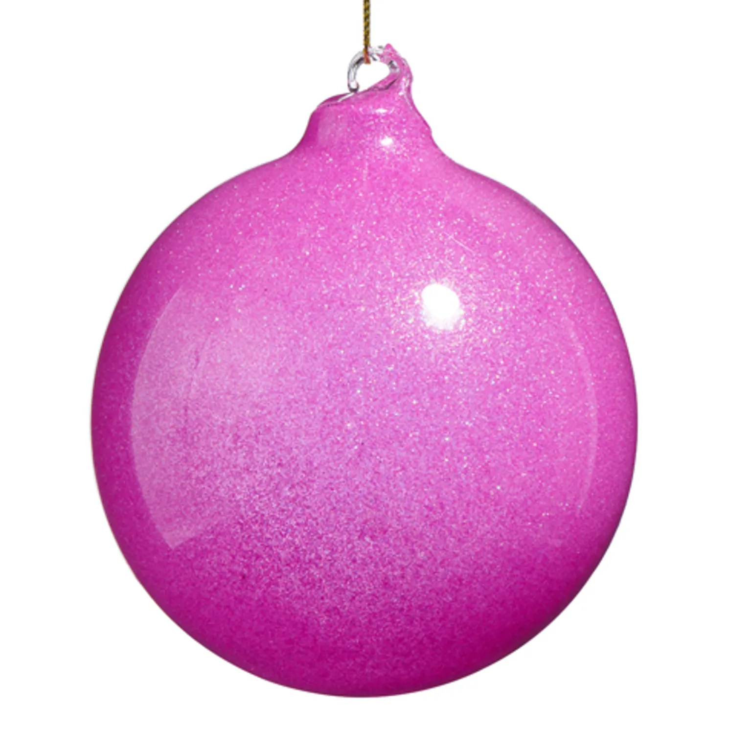 Raz 4" Pink Glitter Blown Glass Ball Christmas Ornament 4523066