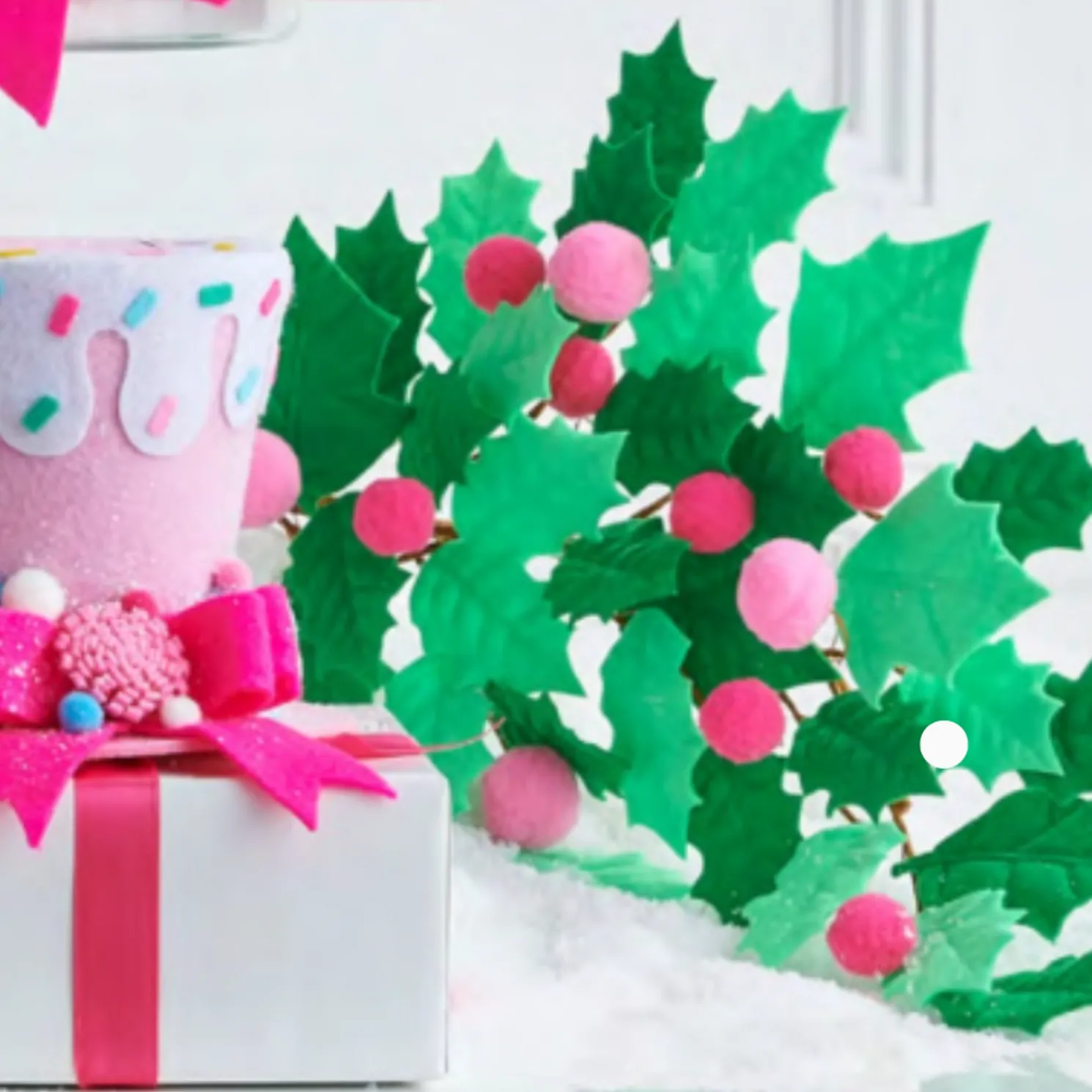 Raz 27" Pink Holly Felt Spray Christmas Tree Accessory F4516722