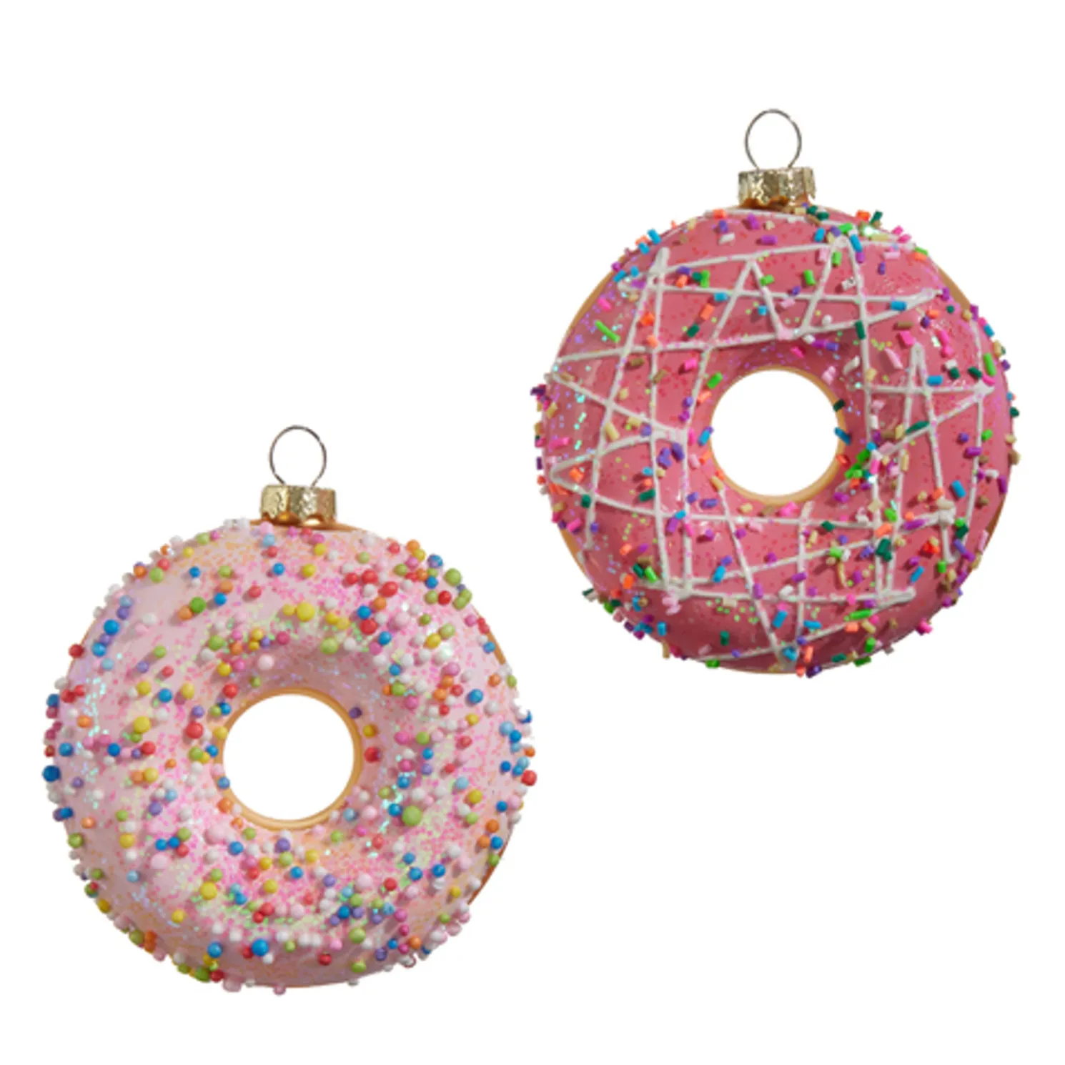Raz 4" Pink Iced Donut Glass Christmas Ornament 4412514
