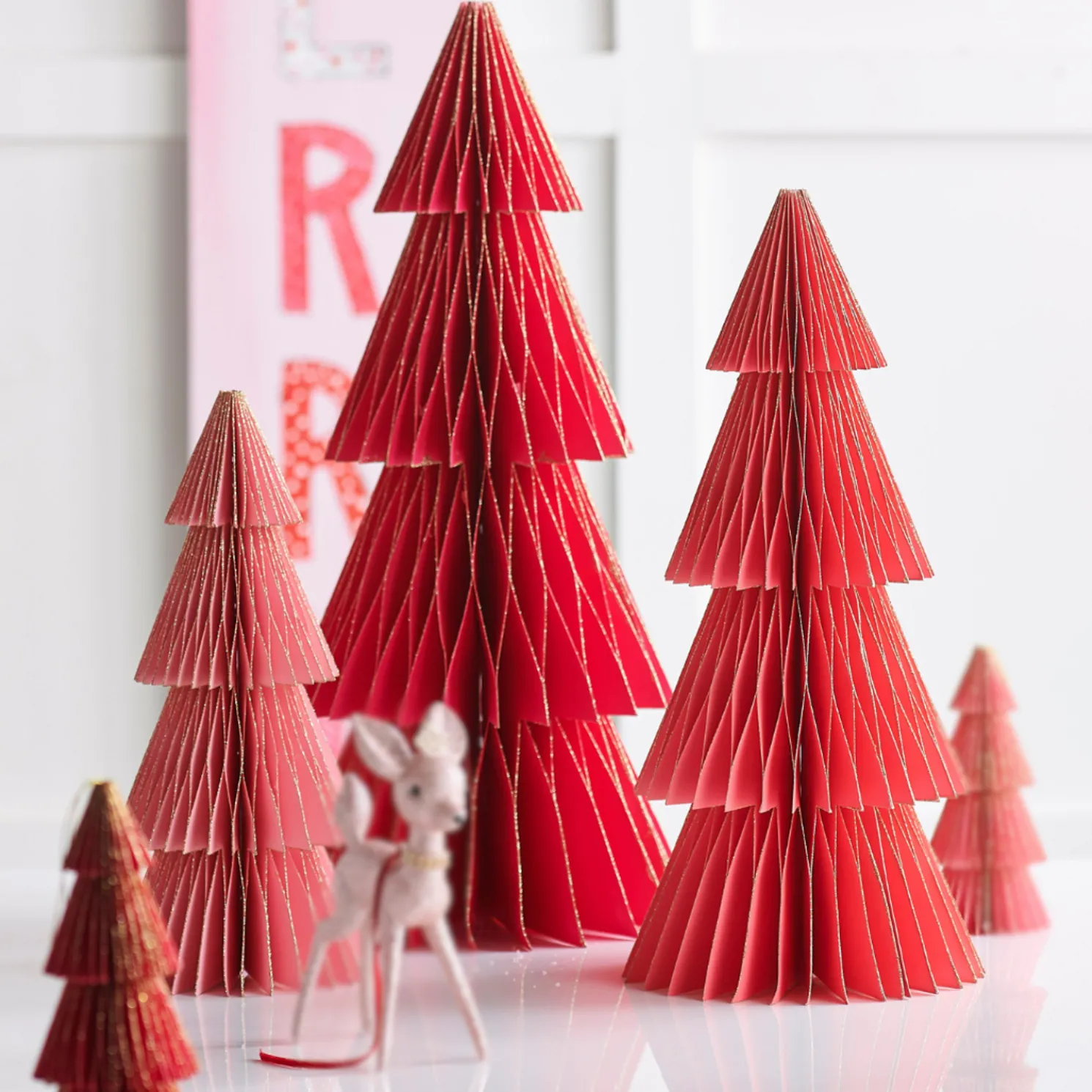Raz 20" Pink Paper Trees Christmas Decoration 4416373