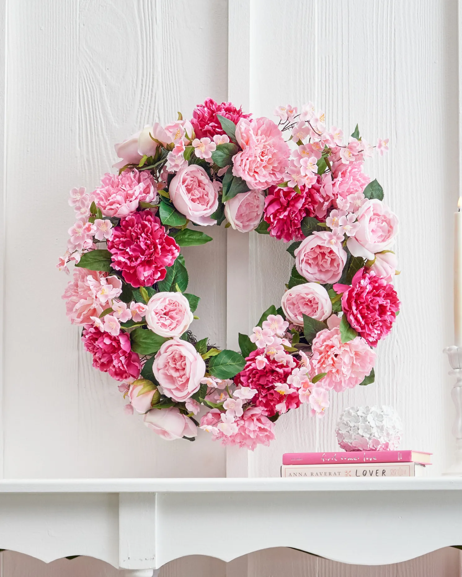 Raz 24" Pink Peony and Rose Easter Wreath W4502056