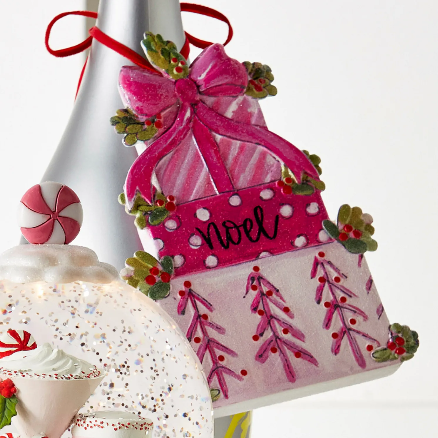 Raz 6" Pink Present Stack Christmas Ornament 4416369