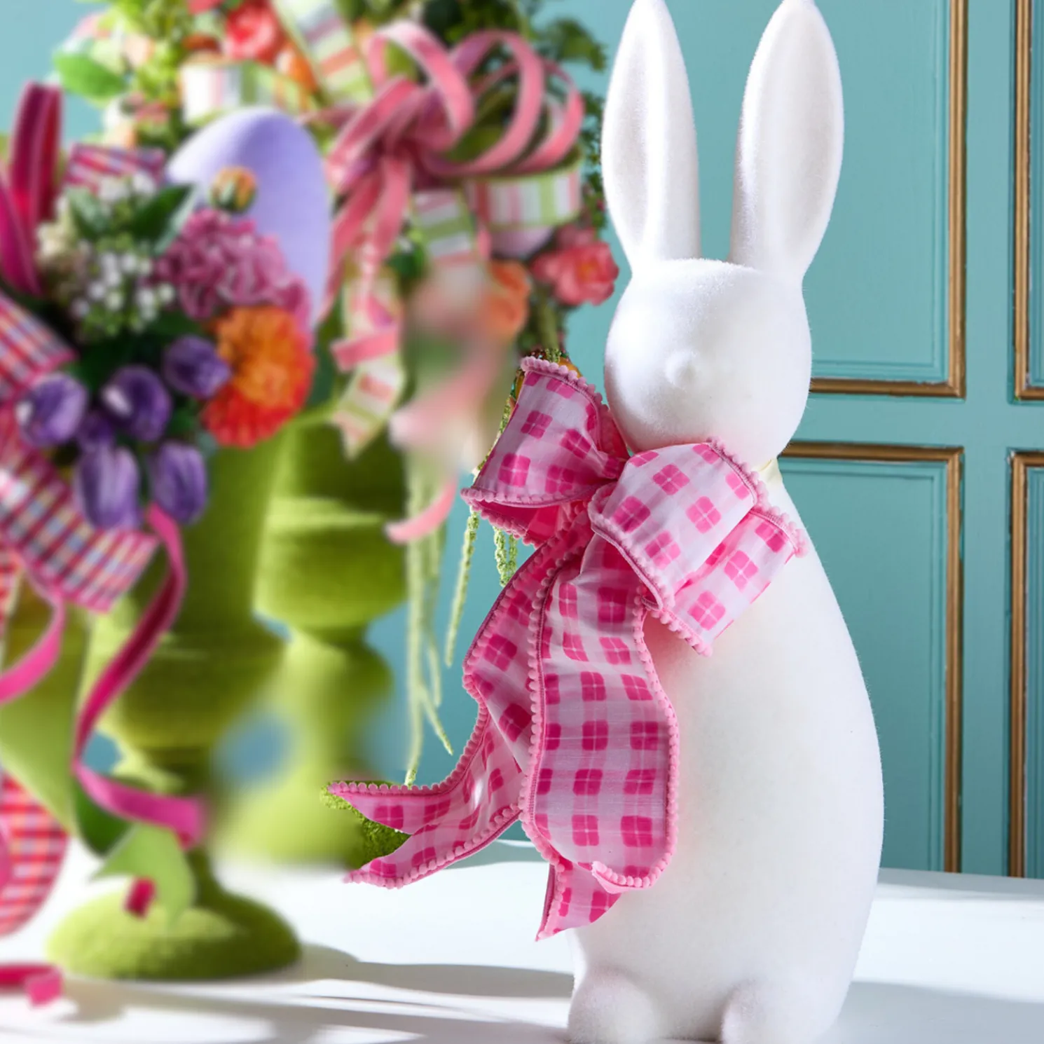 Raz 4" Pink Spring Gingham Wired Easter Ribbon R4527718