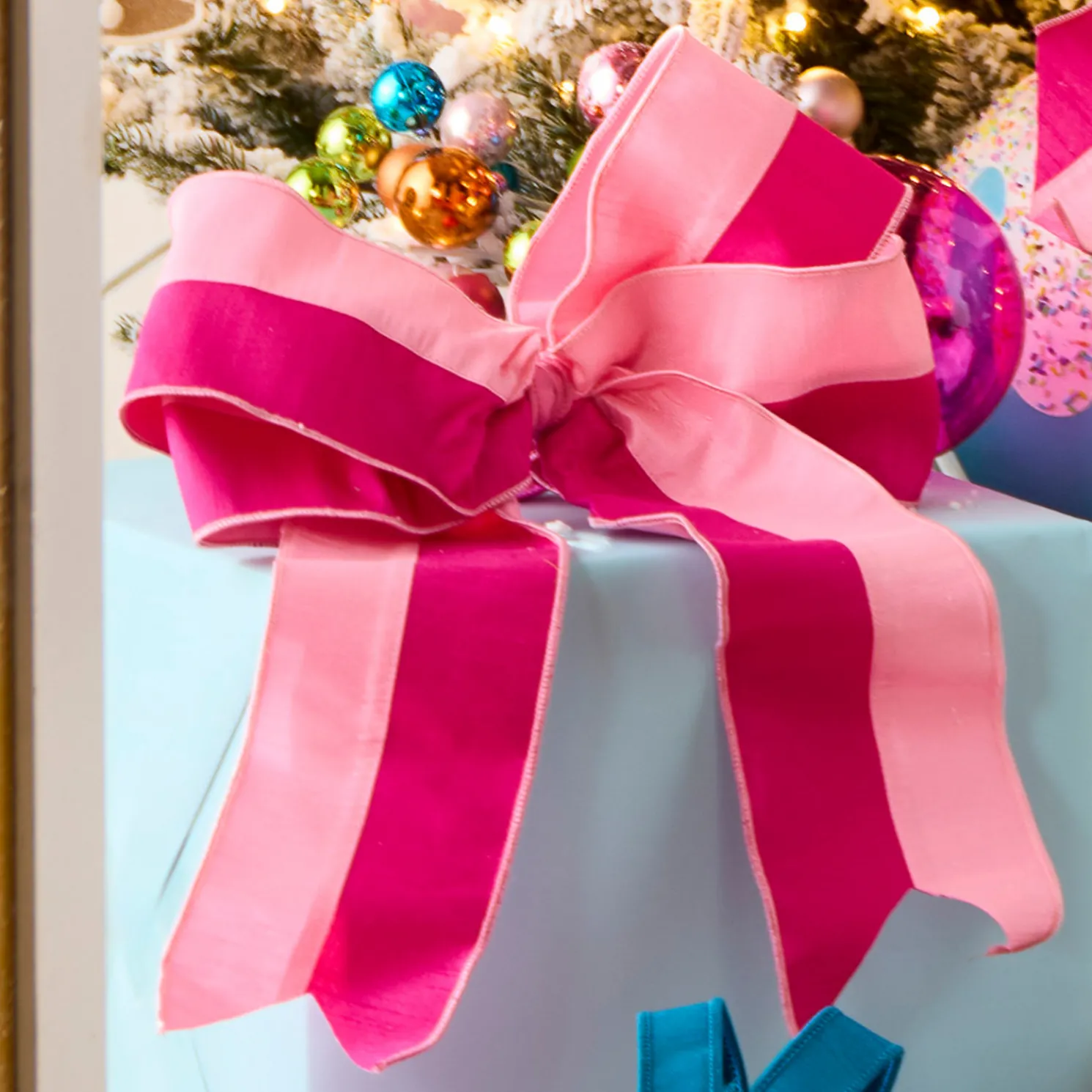 Raz 4" Pink Two Toned Wired Christmas Ornament R4571818