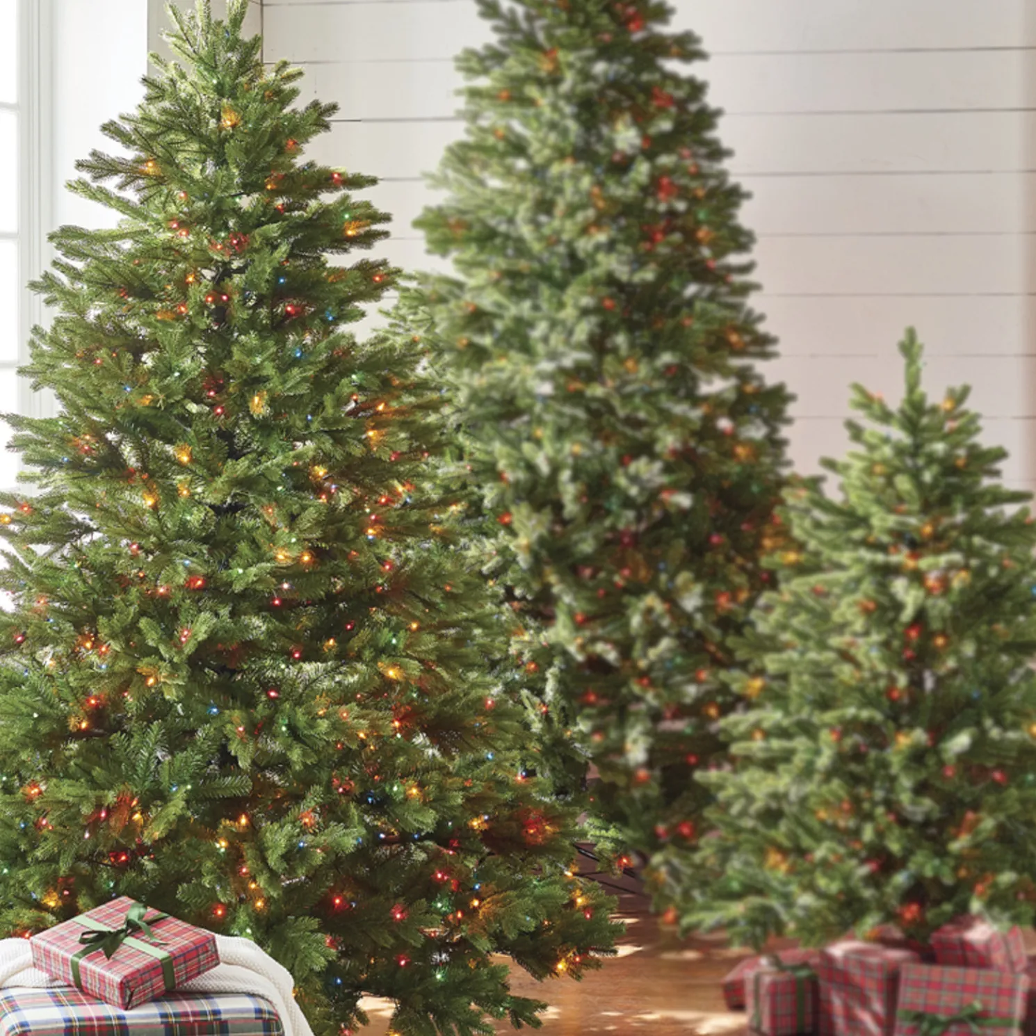 Raz 7.5' Pre-Lit Green Shenandoah Christmas Tree with Multicolor Lights T4152009