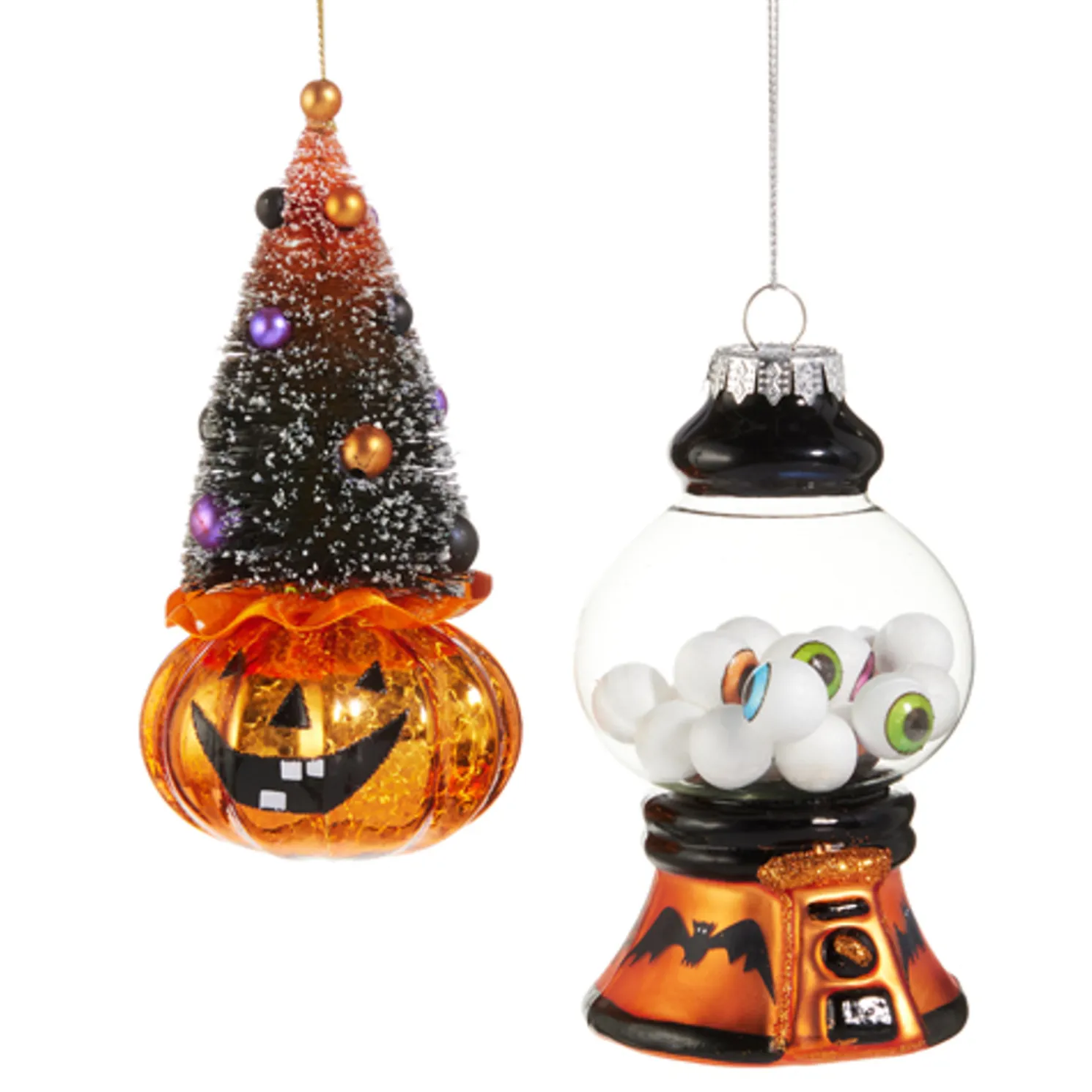 Raz 5.5" Pumpkin or Gumball Machine Glass Halloween Ornament 4520928