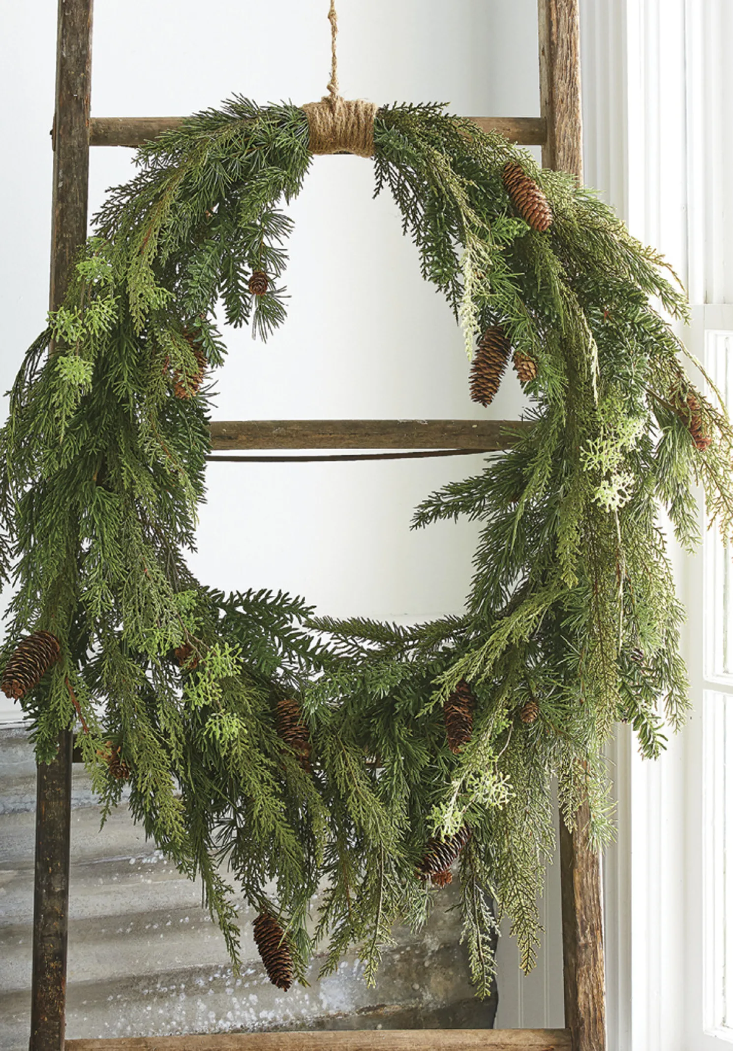 Raz 30" Real Feel Oval Cedar and Pinecone Christmas Wreath W4011591