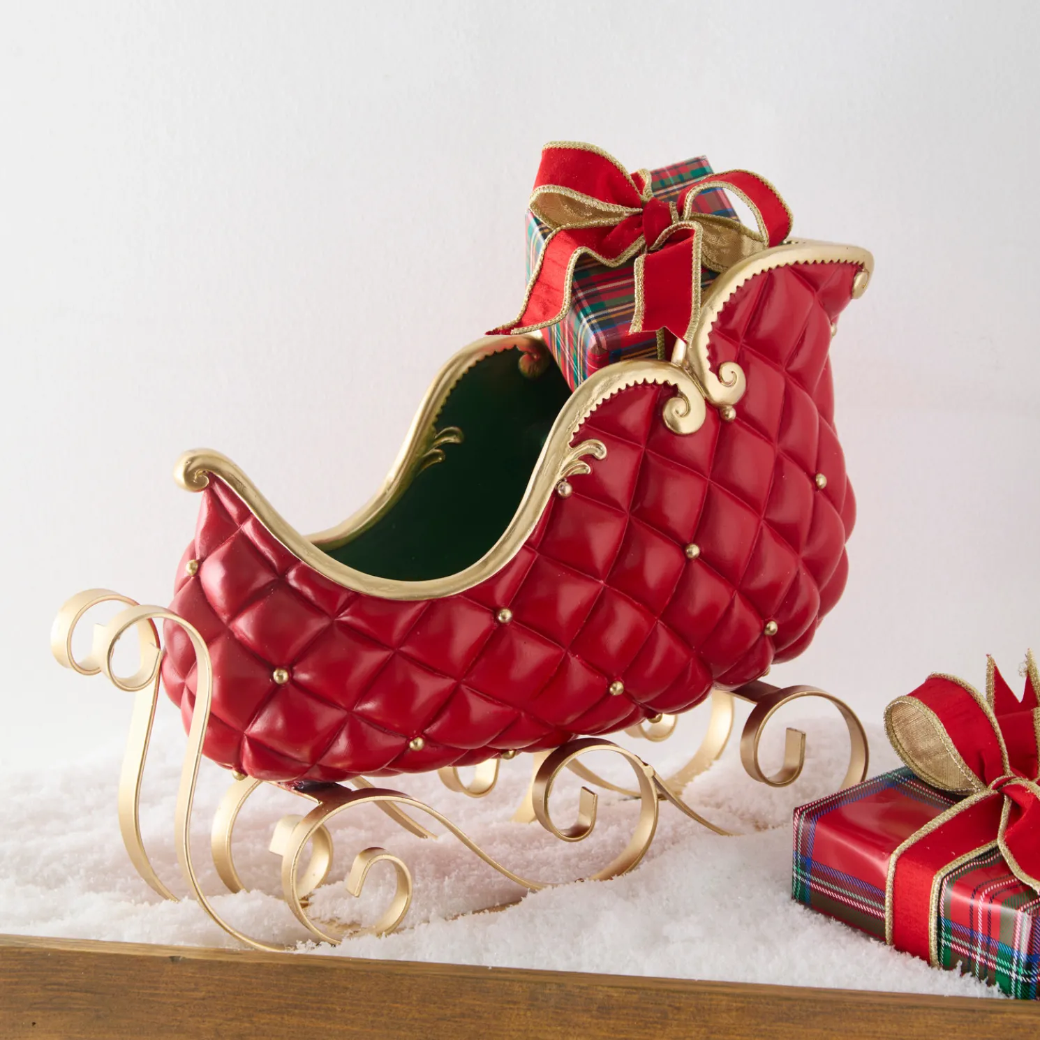 Raz 14" Red and Green Sleigh Christmas Decoration 4512220